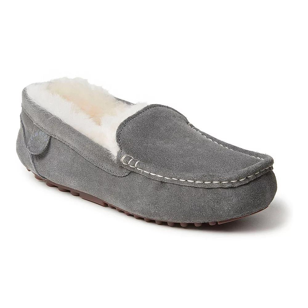 Fireside By Dearfoams Mel Wool-Lined Women's Moccasin Slippers, Size: 9 Wide, Gray Product Image