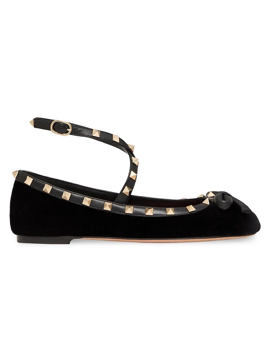 Womens Rockstud 5MM Velvet Ballerina Flats Product Image