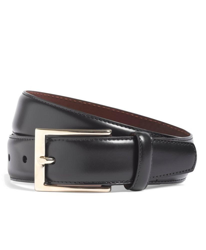 Gold Buckle Leather Dress Belt Product Image