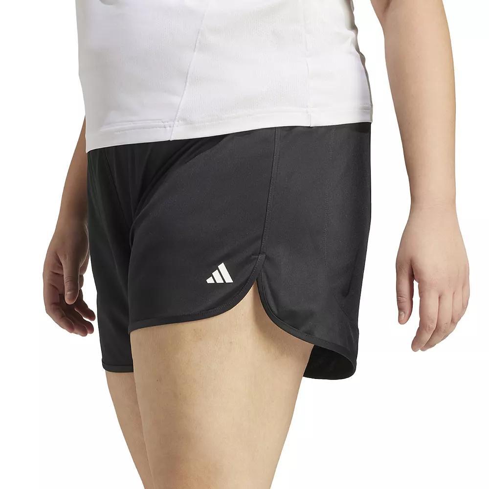 adidas Pacer Essentials Knit High-Rise Shorts (Plus Size) Black 2X Womens Product Image