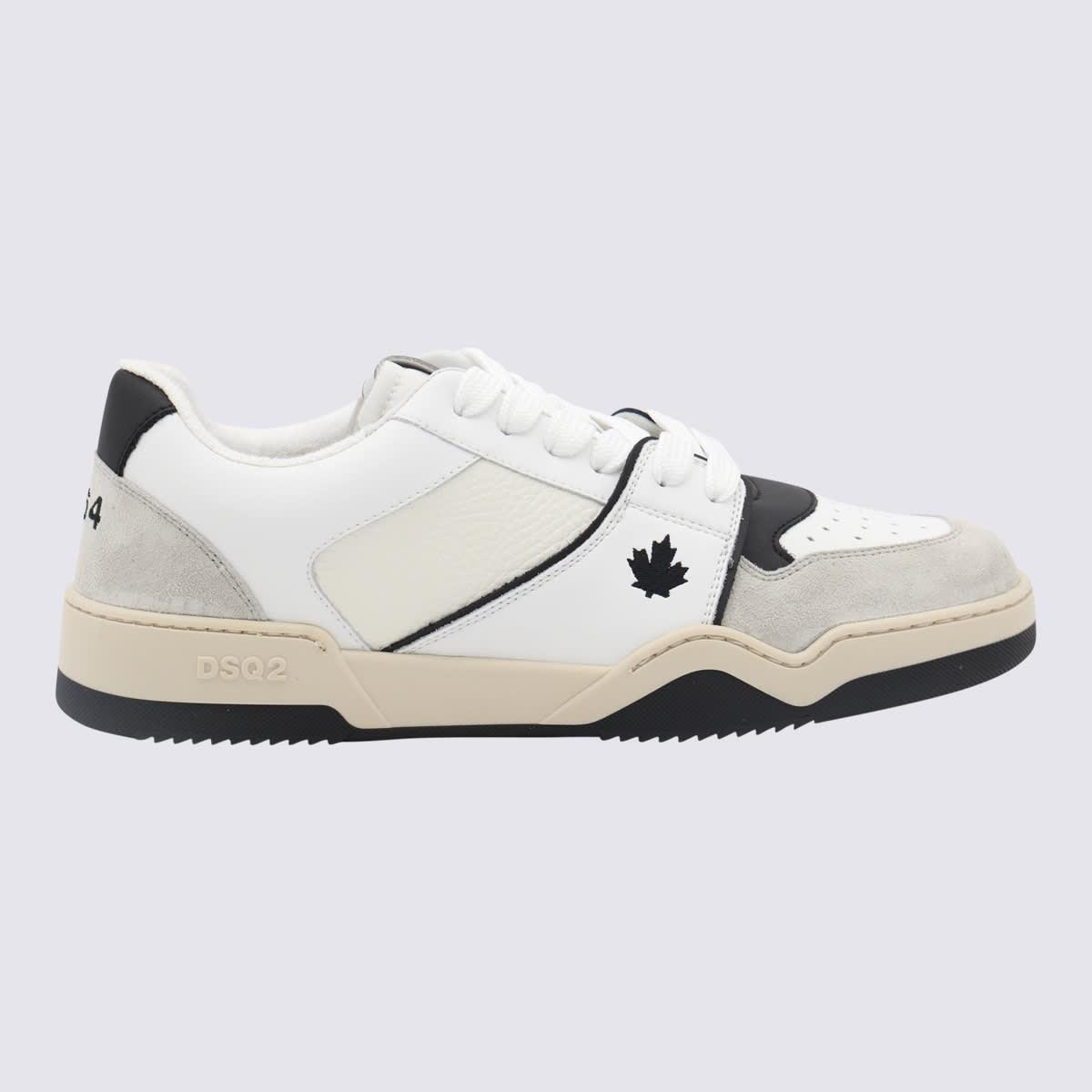 DSQUARED2 White And Black Leather Sneakers Product Image