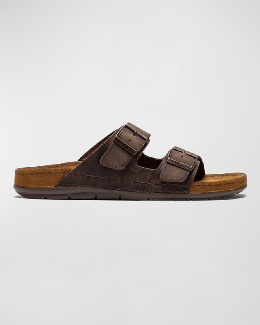 Men's Raglan Leather Slide Sandals Product Image