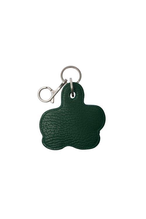 BURBERRY Ekd Logo-debossed Leather Keyring In Green Product Image