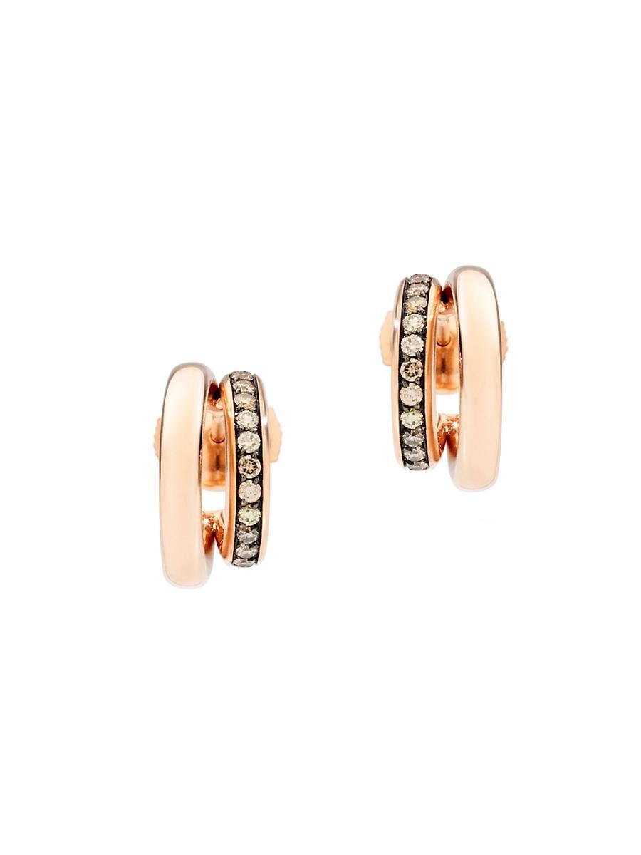 Womens Iconica 18K Rose Gold & Diamond Huggie Hoop Earrings Product Image