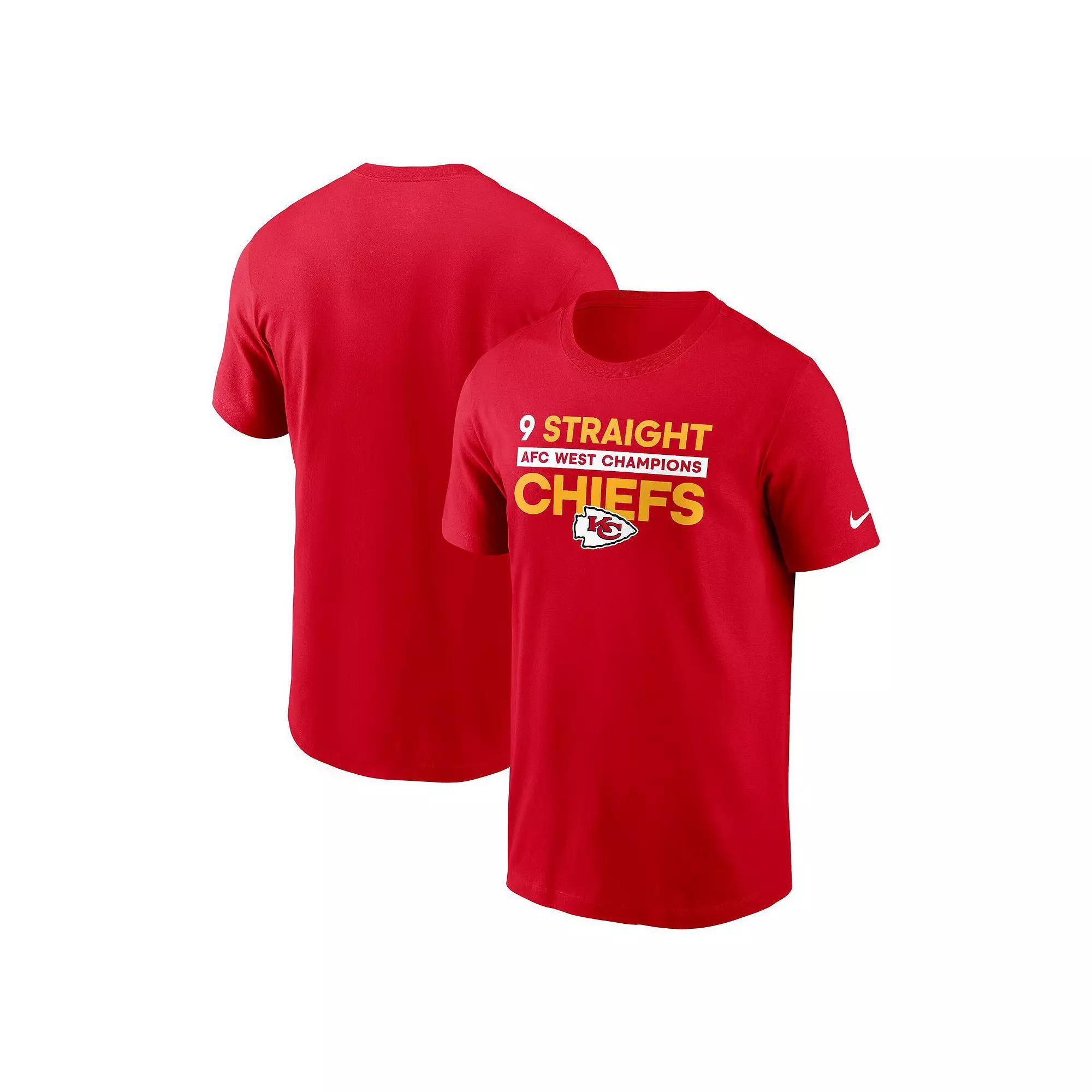 Men's Nike Red Kansas City Chiefs Nine-Straight AFC West Division Champions T-Shirt, Size: Large Product Image