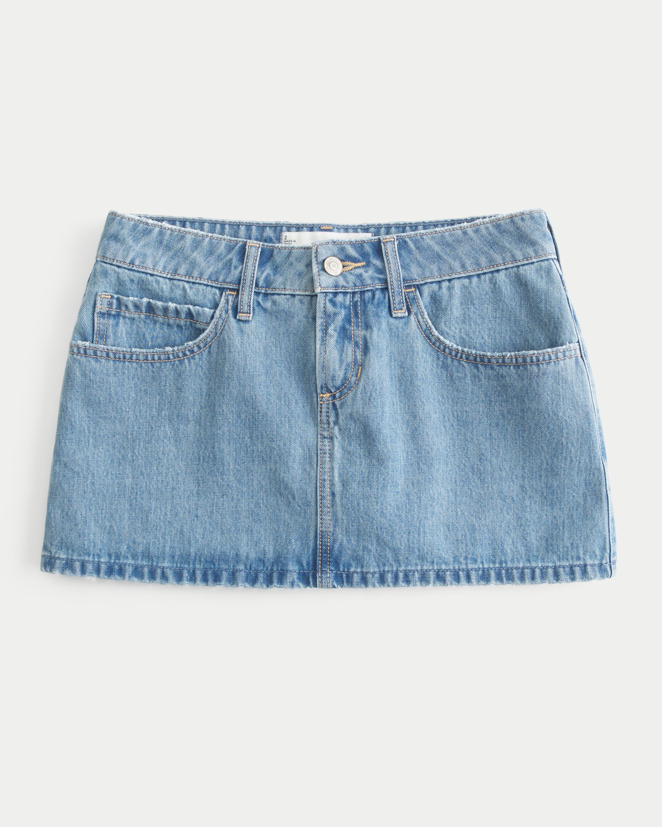 Low-Rise Star Embroidered Denim Mini Skort Product Image