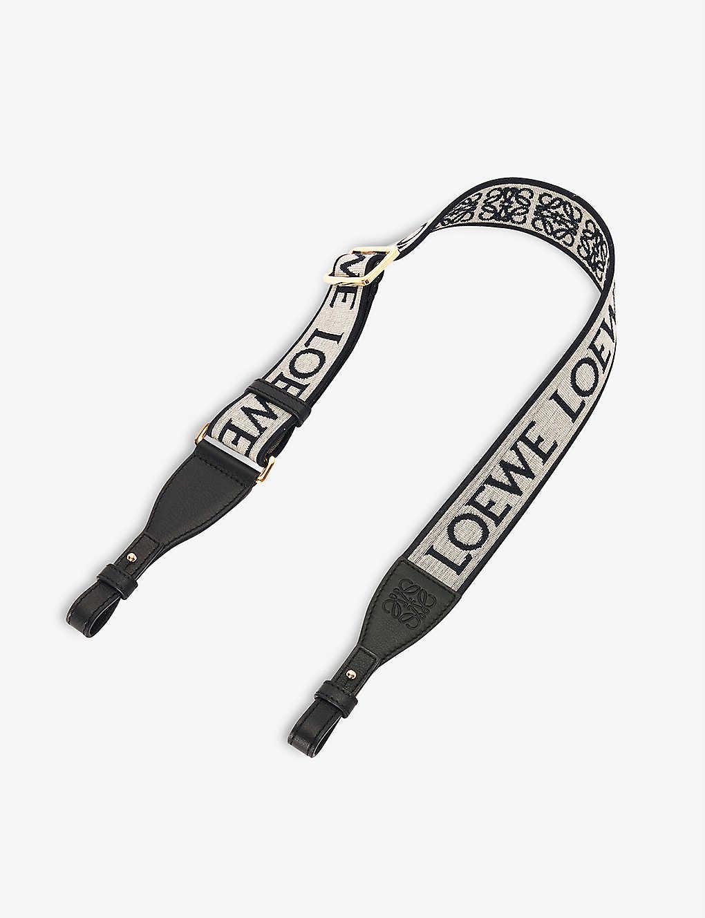 LOEWE Anagram Loop Cotton And Leather Bag Strap In Navy/black Product Image