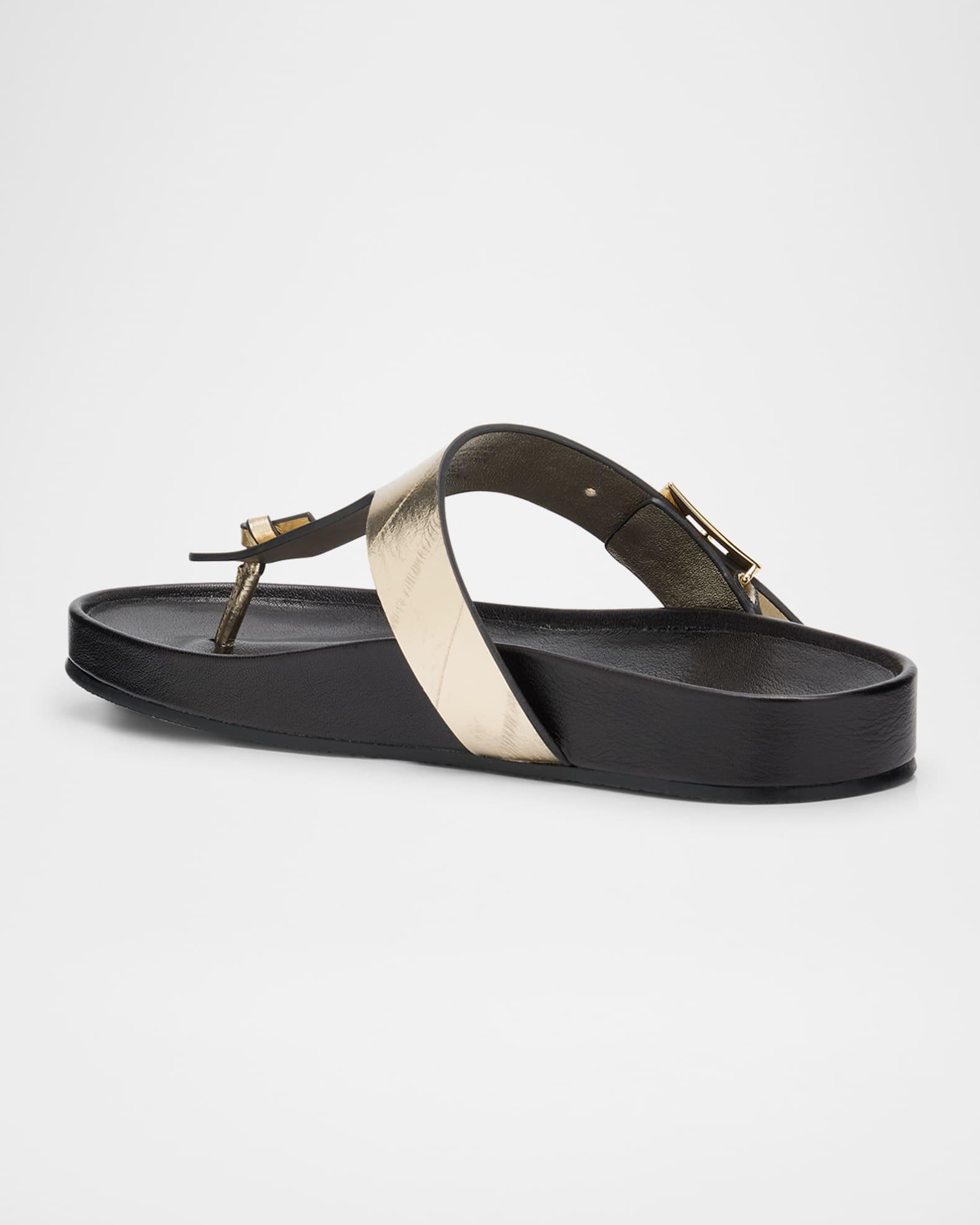 Mellow Leather Buckle Thong Sandals Product Image