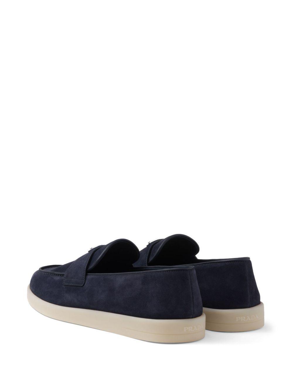 triangle-logo suede loafers Product Image