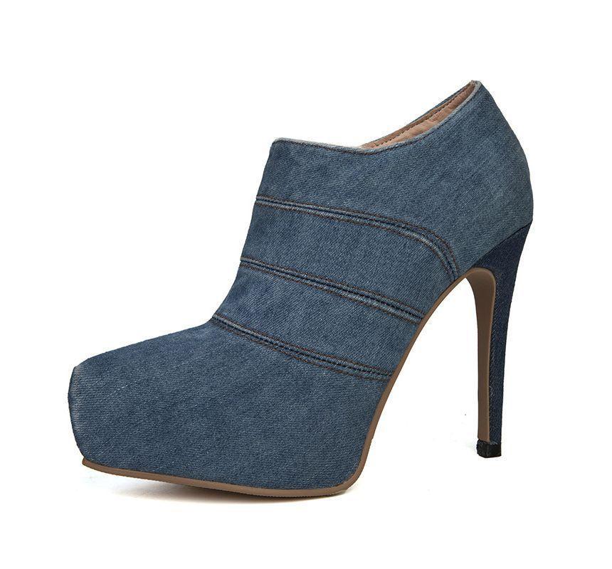 High Heel Denim Ankle Boots Product Image