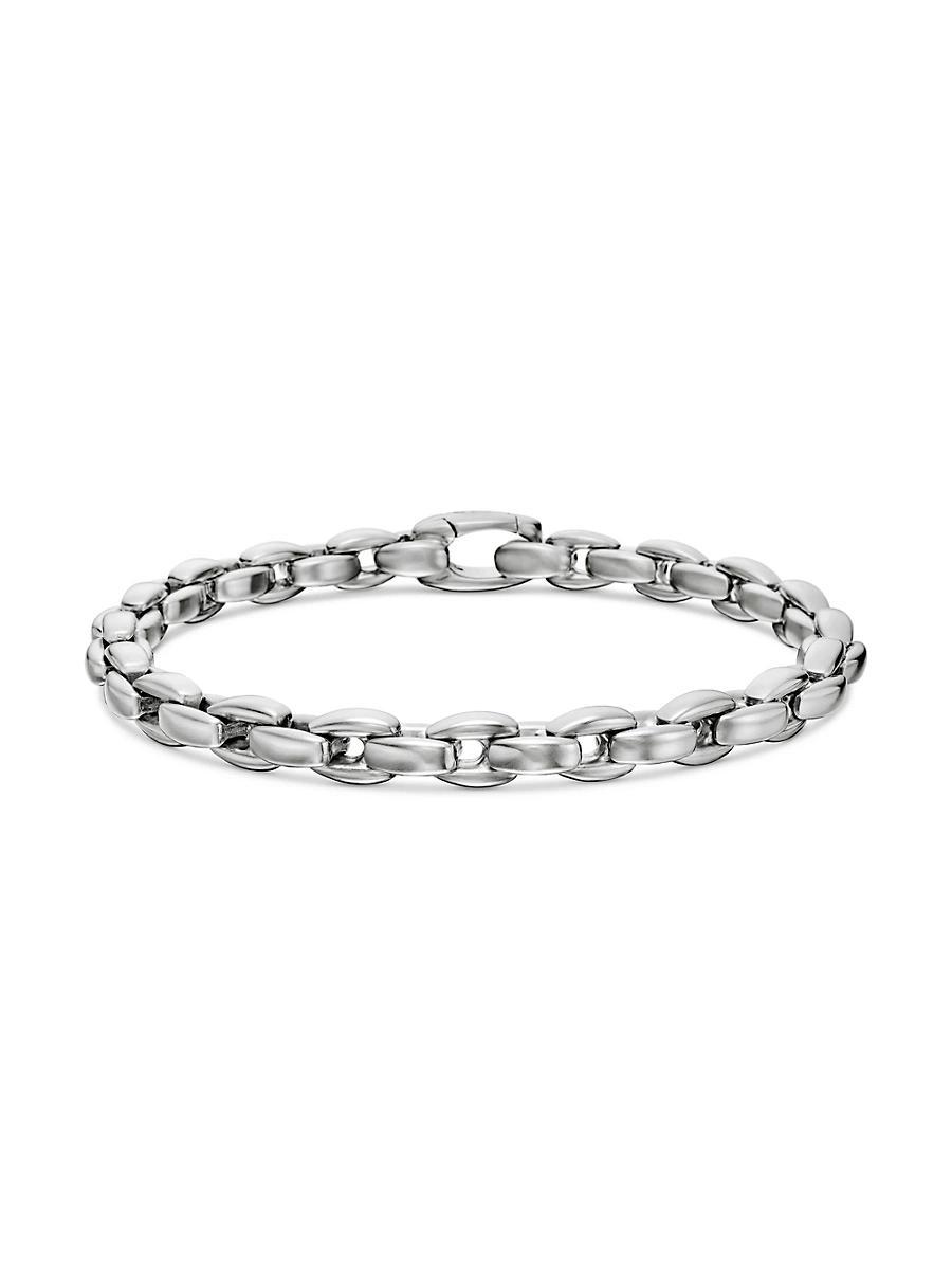 Mens Elongated Box Chain Bracelet in Sterling Silver, 6MM Product Image