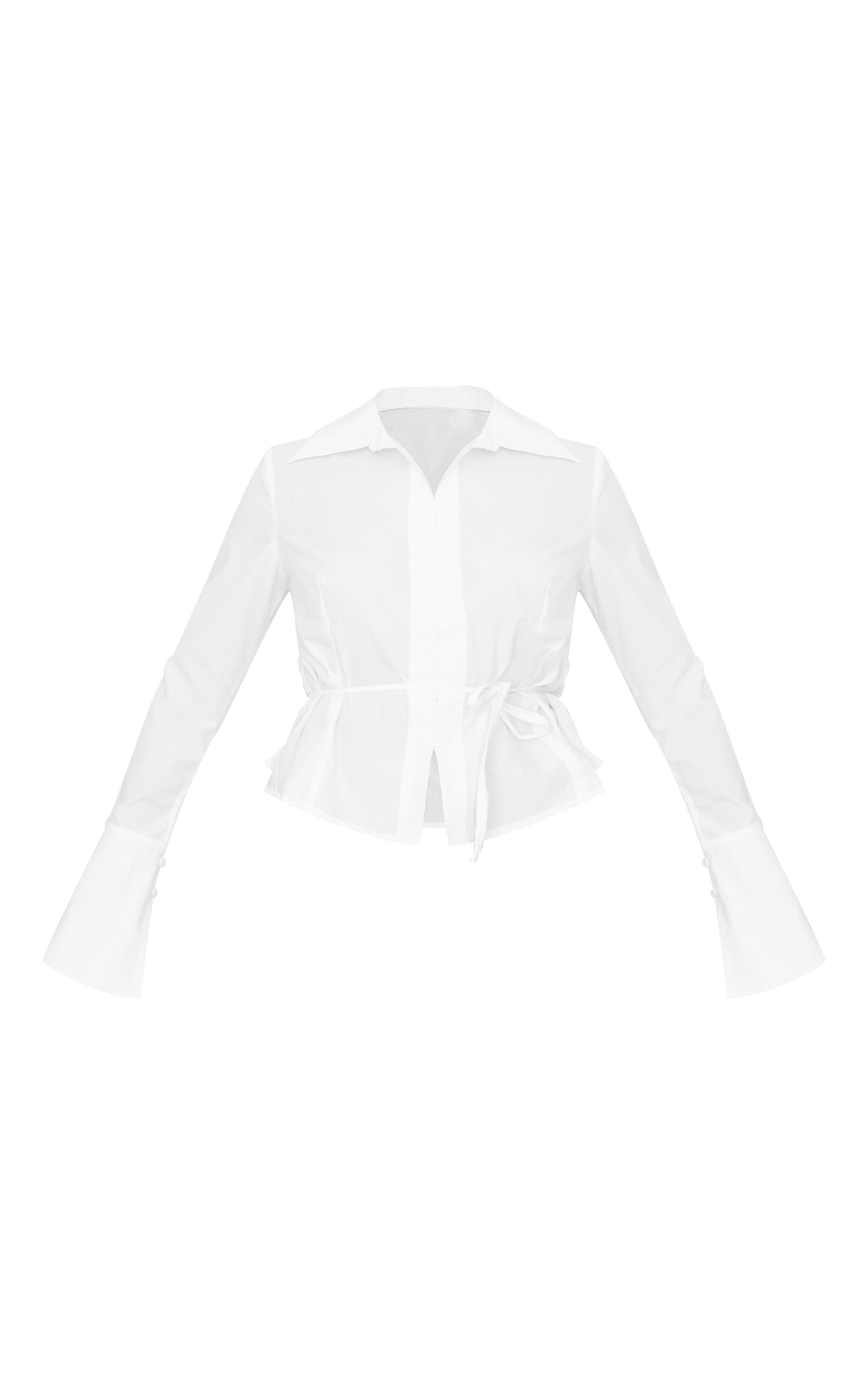 White Hook And Eye Flare Sleeve Shirt Product Image