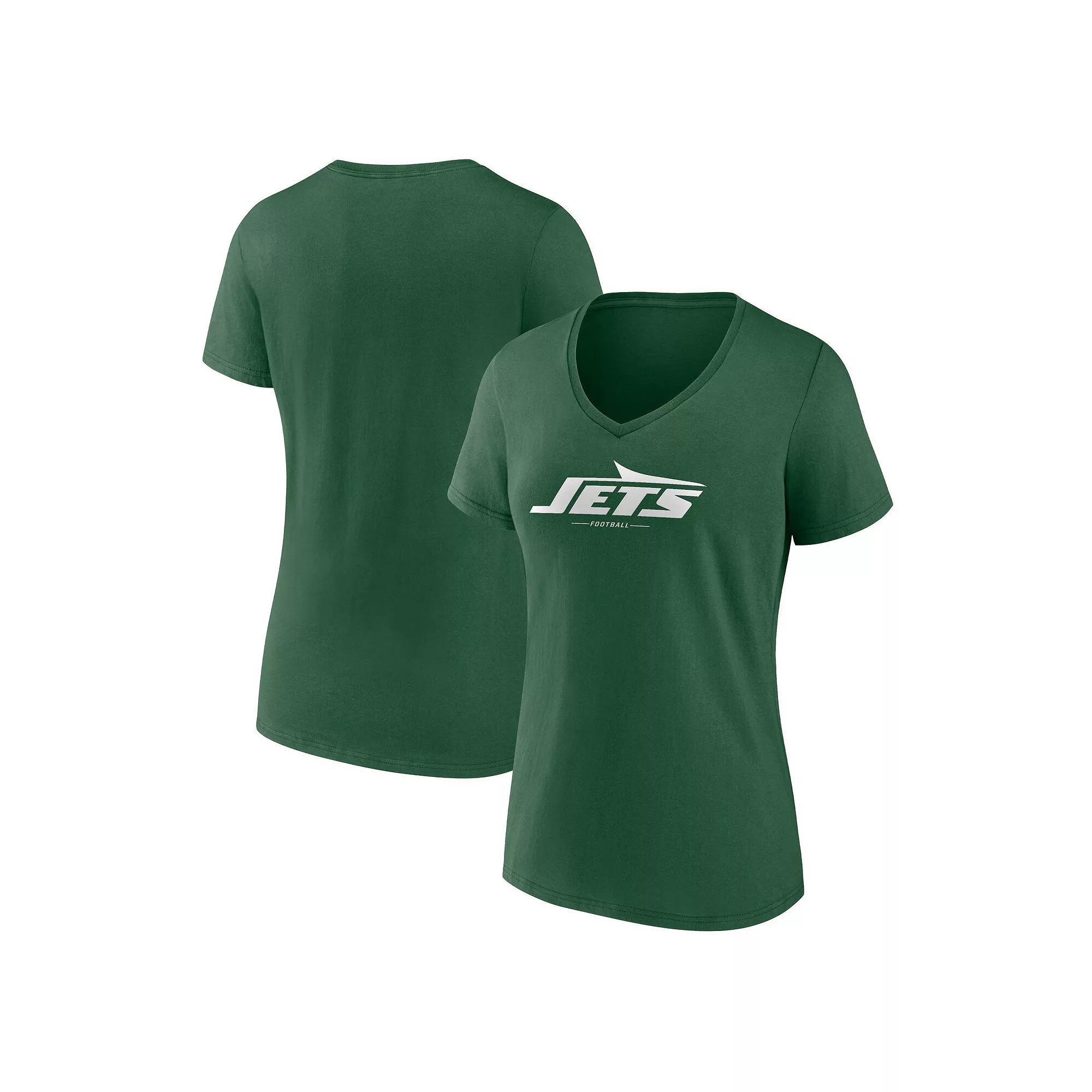 Women's Fanatics Green New York Jets Team Lock-Up V-Neck T-Shirt,  Product Image
