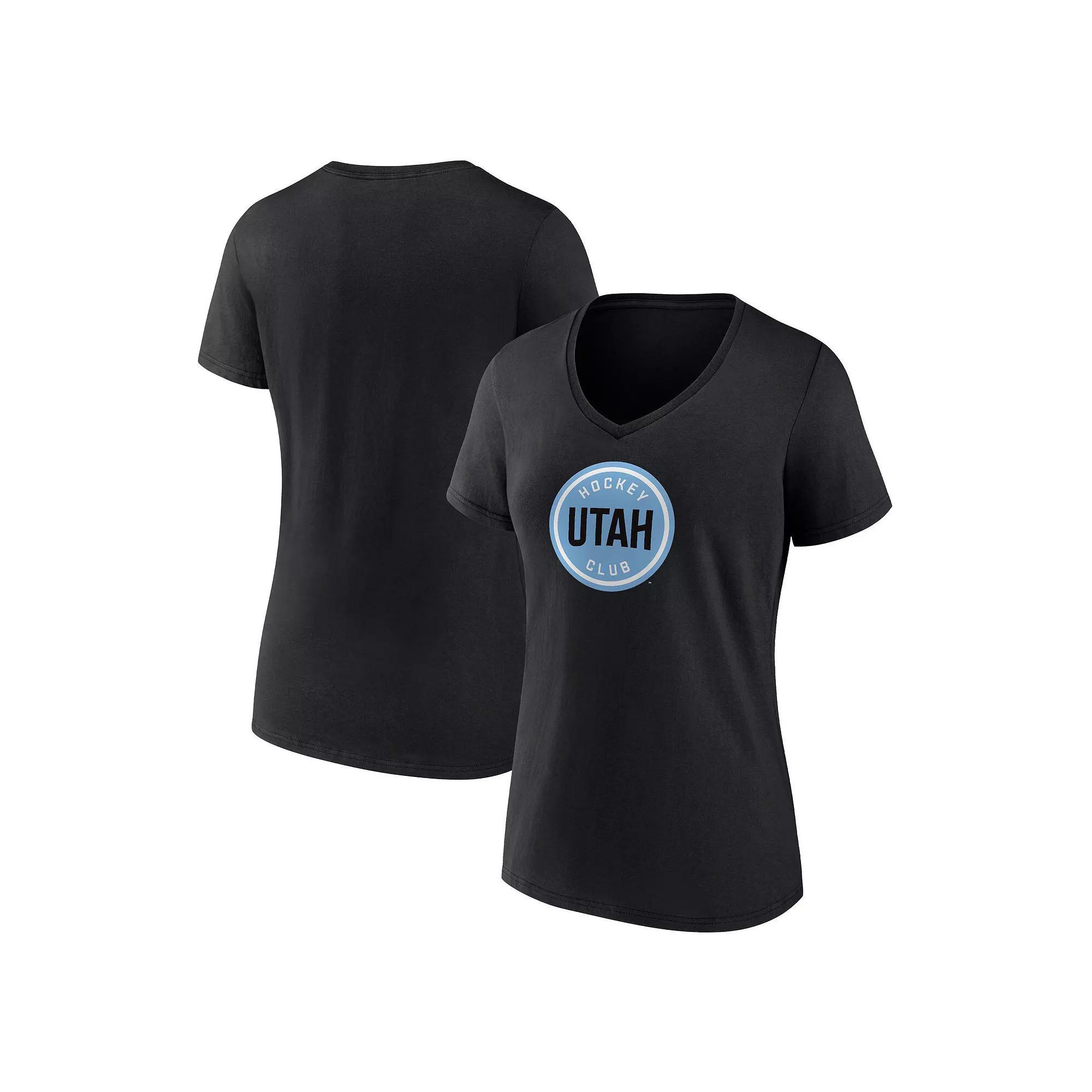 Women's Fanatics Black Utah Hockey Club Draft Logo V-Neck T-Shirt,  Product Image