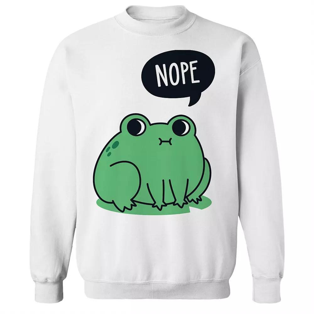 Junior's Nope Frog Graphic Fleece Sweatshirt, Women's, Size: Large, White Product Image