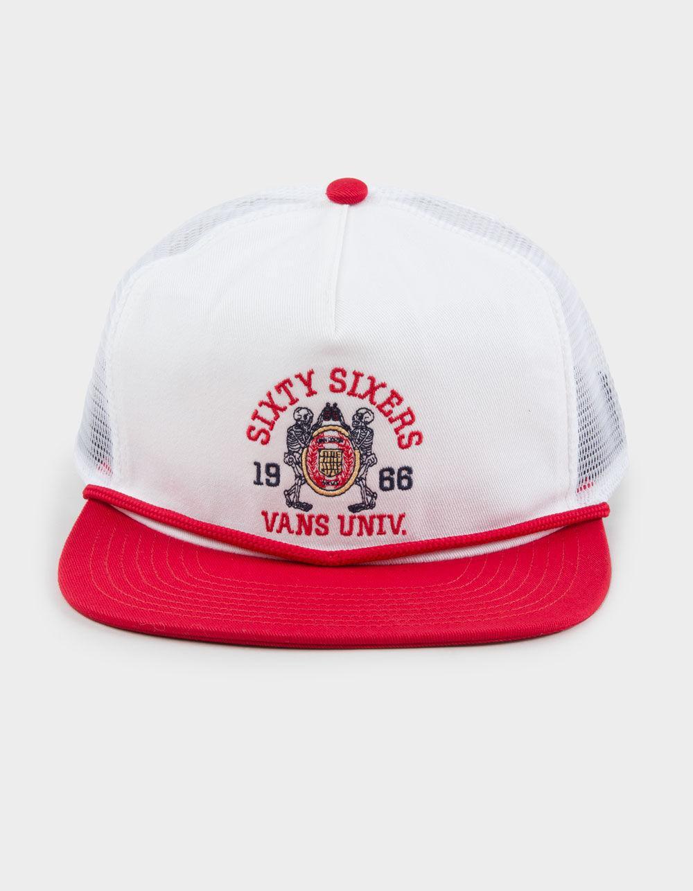 VANS Sixty Sixers Unstructured Trucker Hat - WHT/RED Product Image