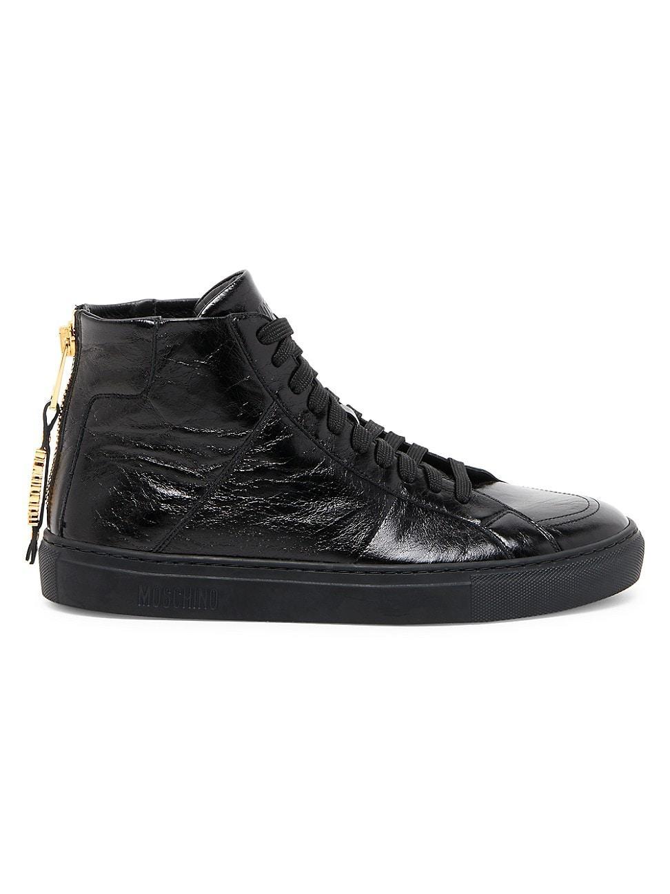 Men's Leather Zip High-Top Sneakers Product Image