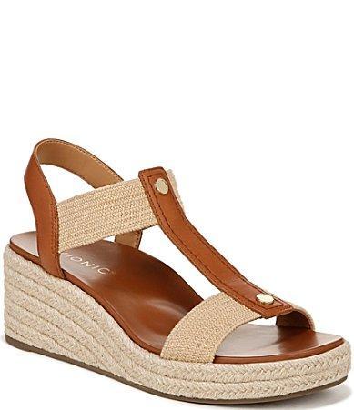 Vionic Calera Leather Wedge Espadrille Sandals Product Image