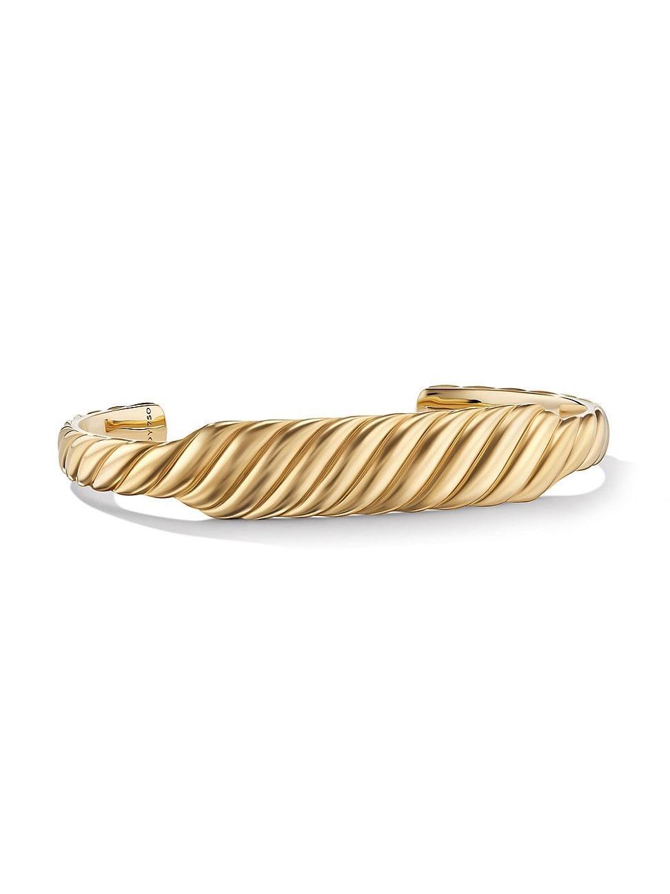 Mens Sculpted Cable Contour Bracelet In 18K Yellow Gold Product Image