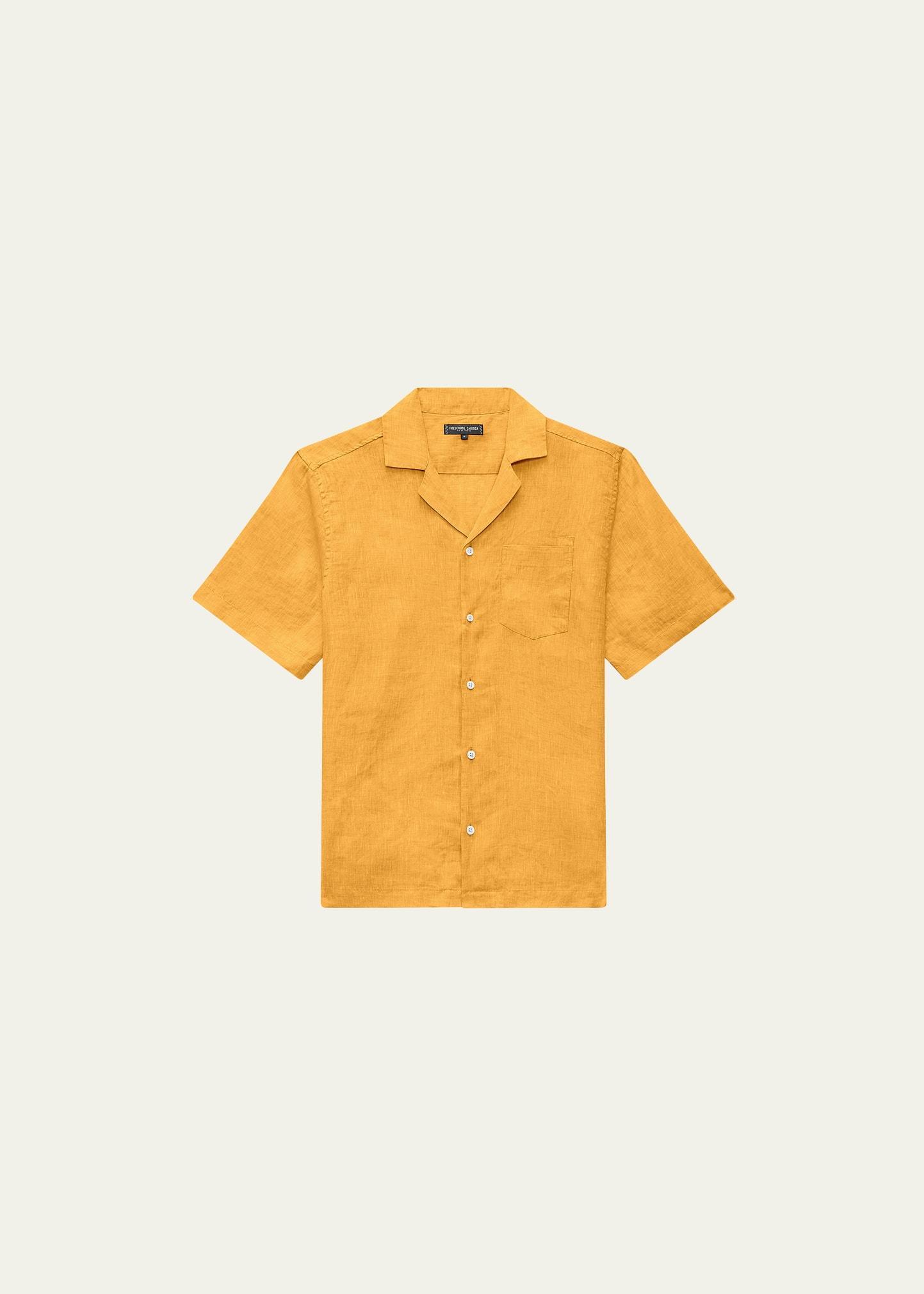 Mens Solid Linen Camp Shirt Product Image