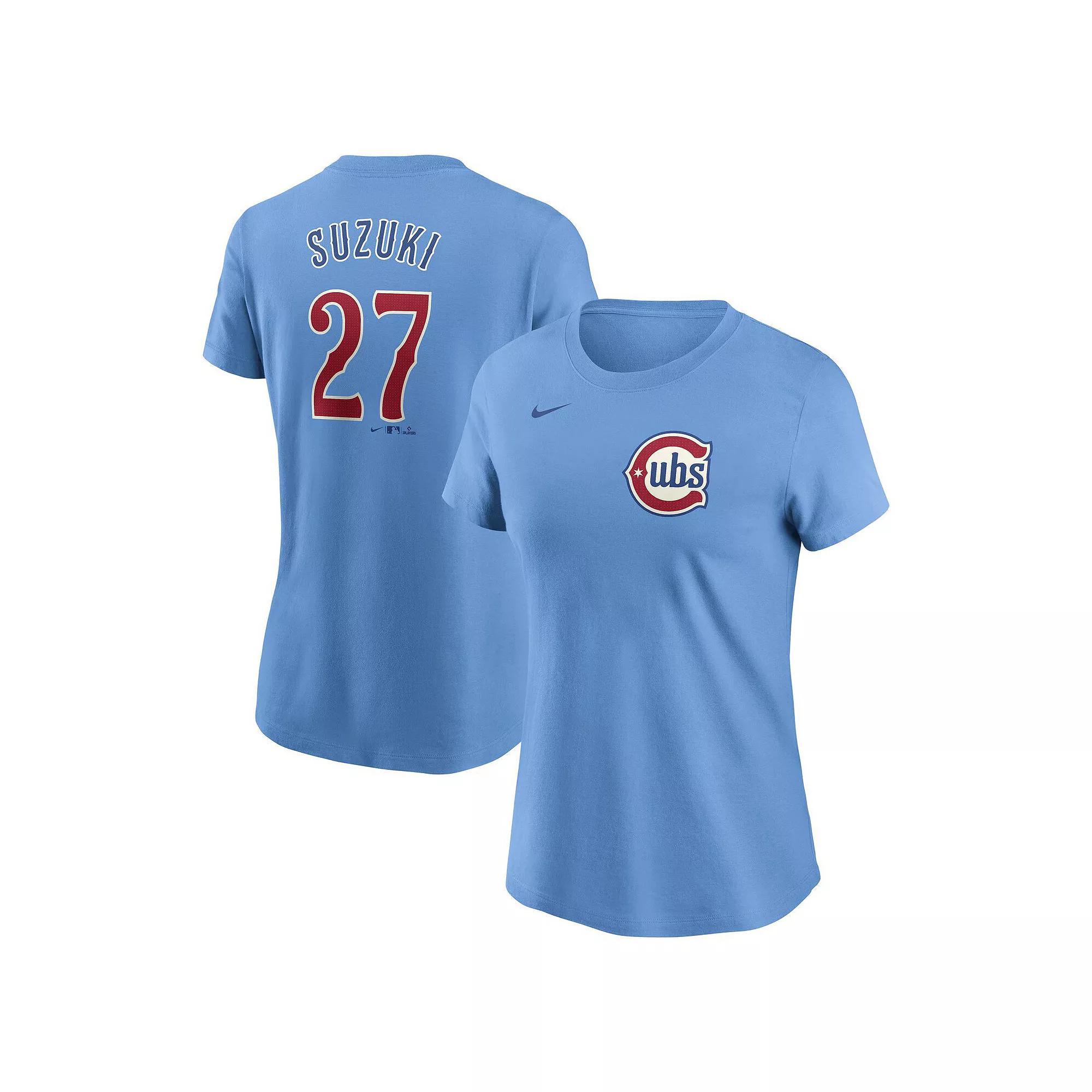 Women's Nike Seiya Suzuki Baby Blue Chicago Cubs Fuse Name & Number T-Shirt,  Product Image