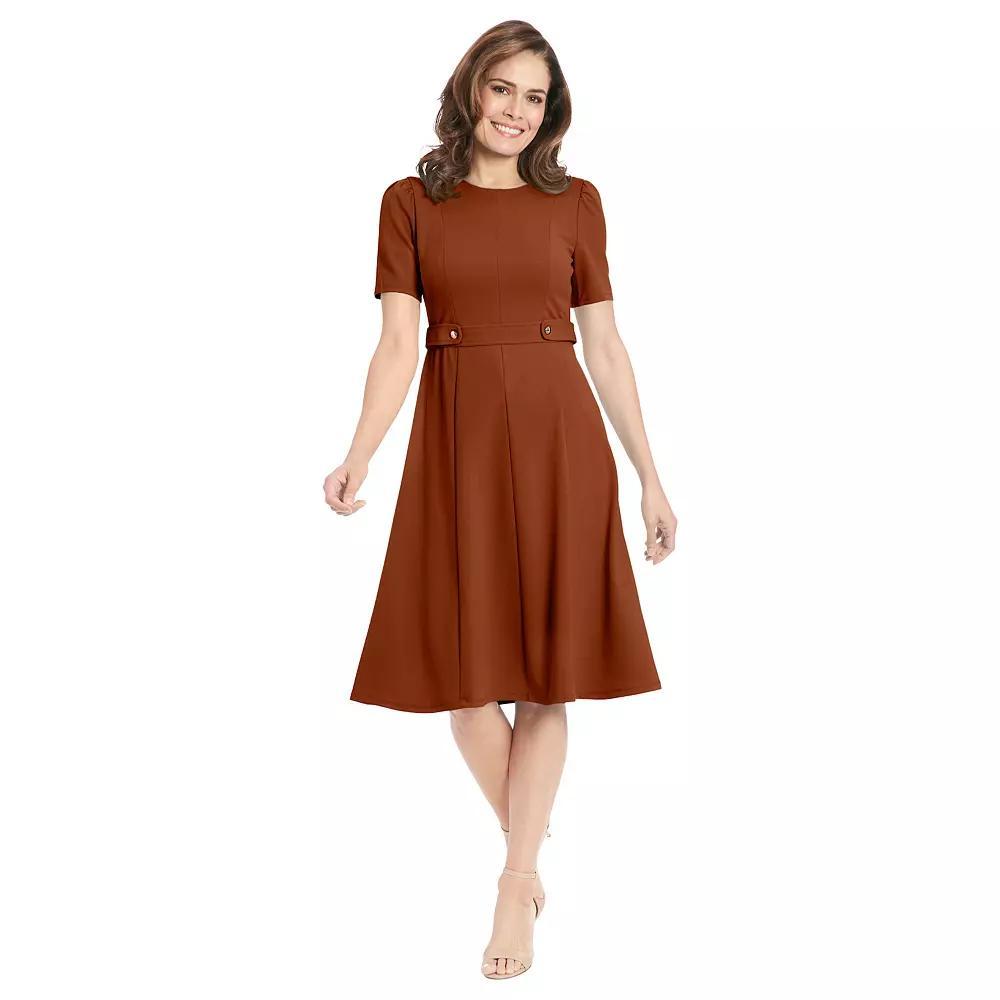 Women's London Times Solid Side Tab Fit & Flare Dress, Size: 8, Cedar Product Image