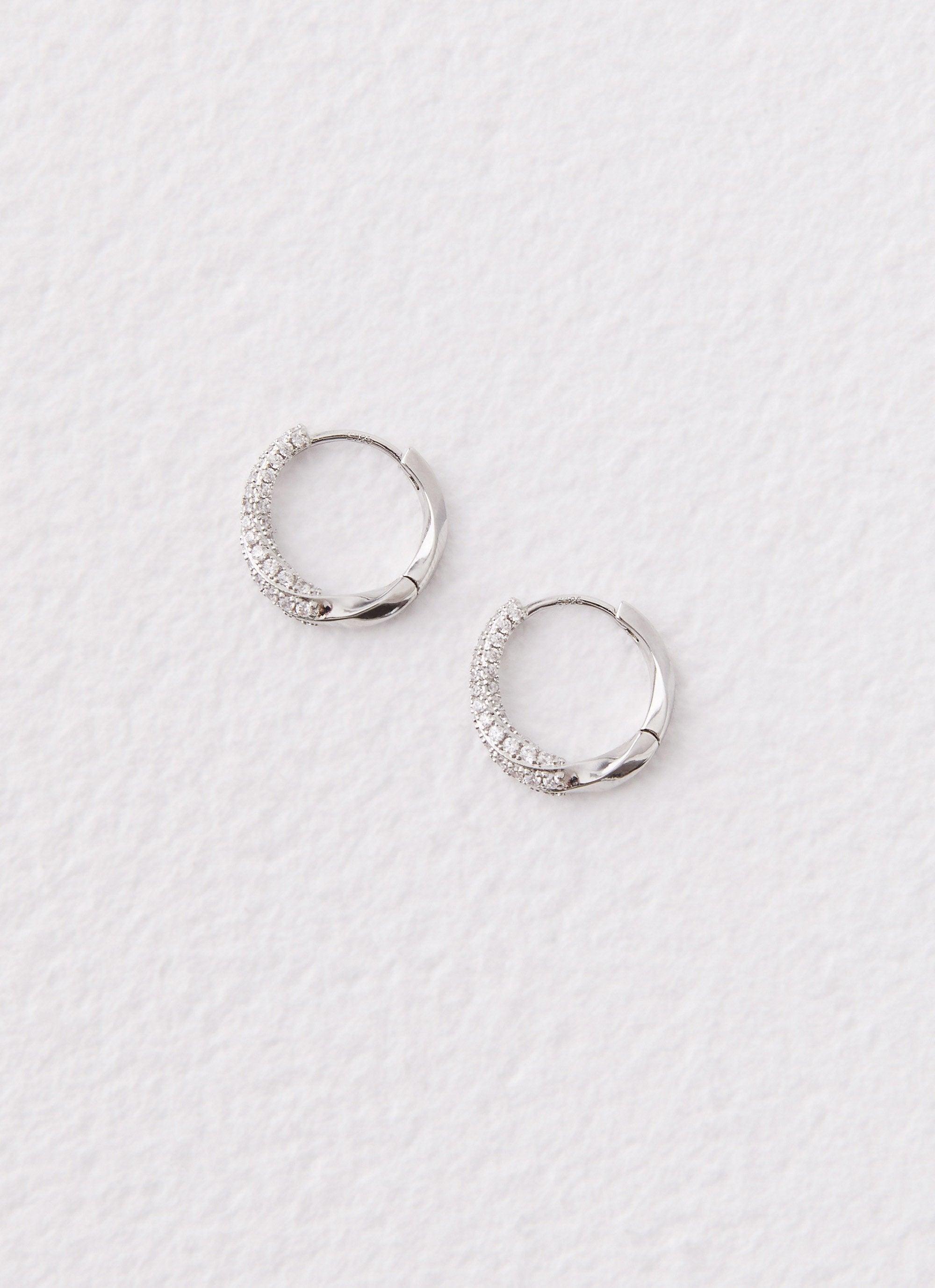 Monica Huggie Earrings - Silver Product Image