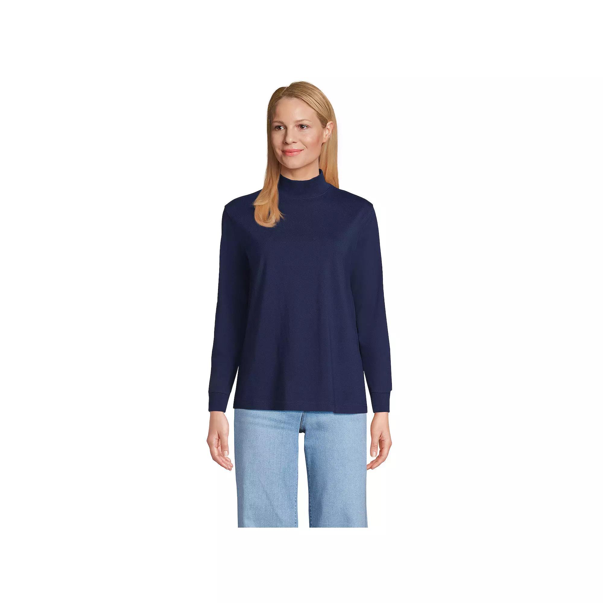 Women's Lands' End Long Sleeve Super T Mockneck Top,  Product Image