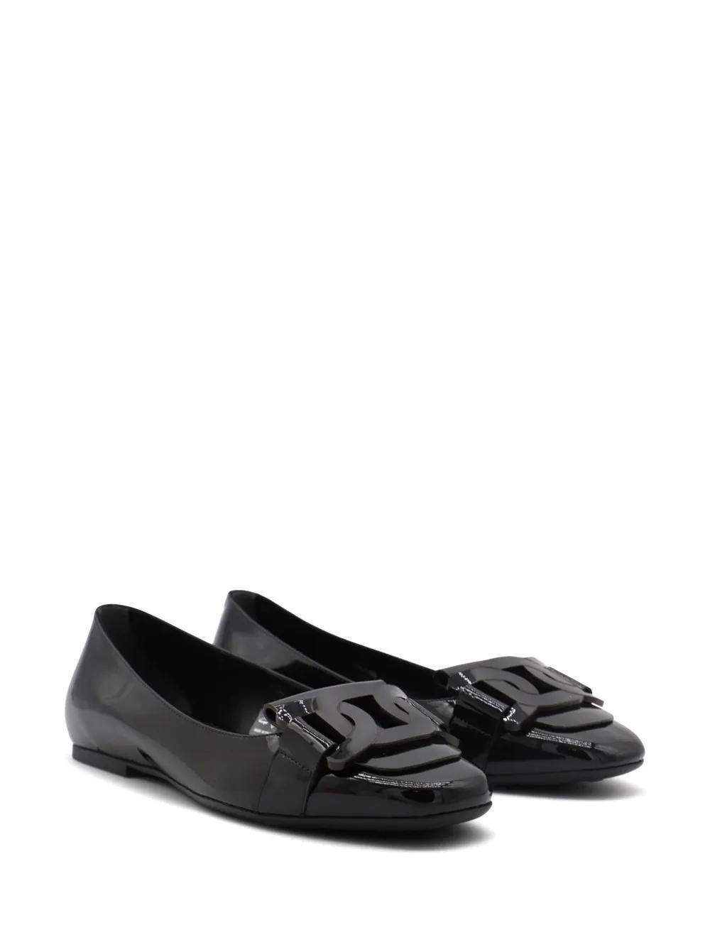 TOD'S Black Leather Flats In Negro Product Image