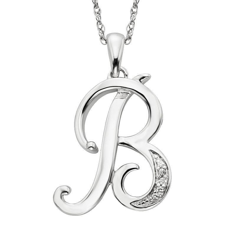 Sterling Silver Diamond Accent Initial Pendant, Womens Product Image