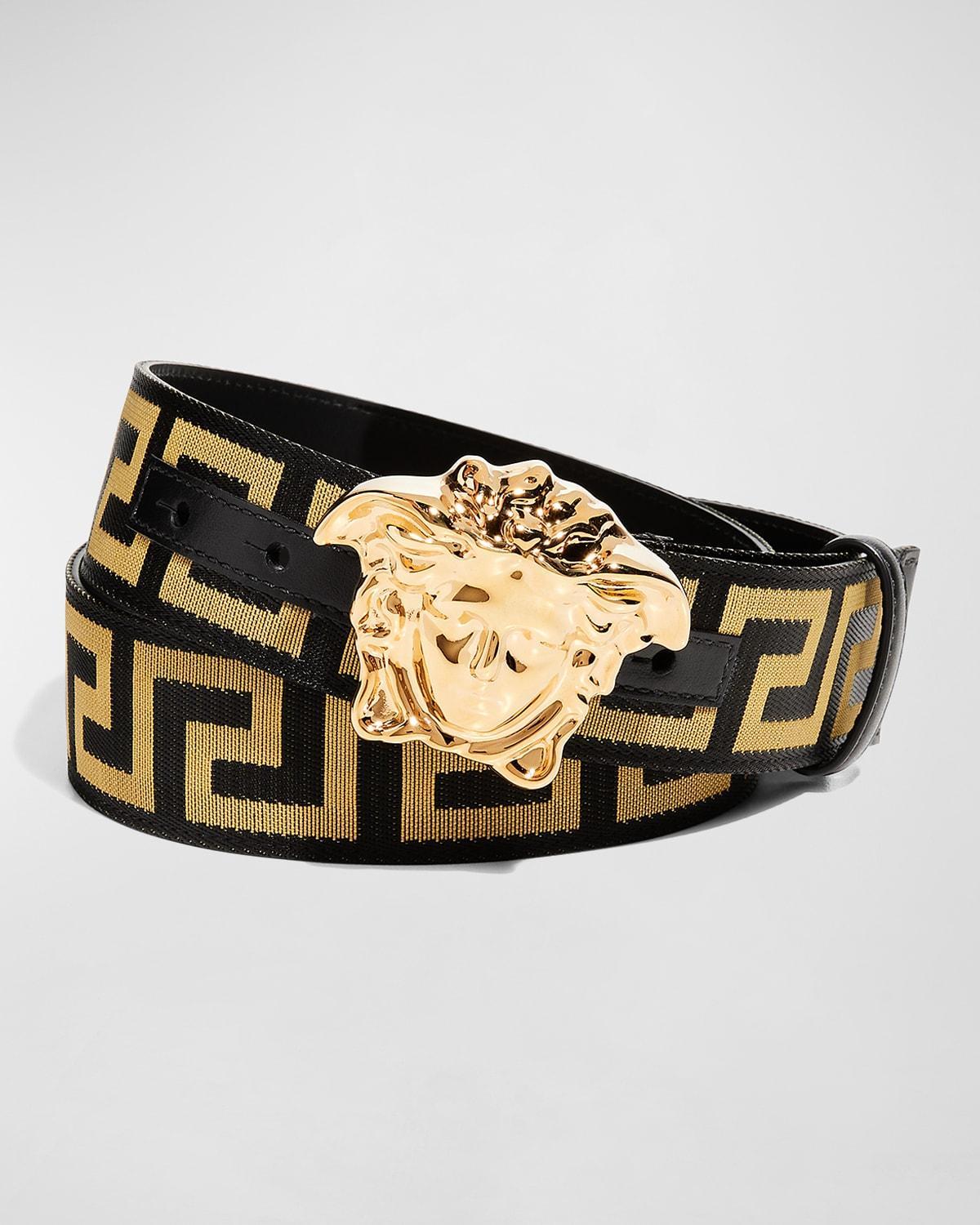 Men's Tonal Medusa/Greek Key Web Belt Product Image