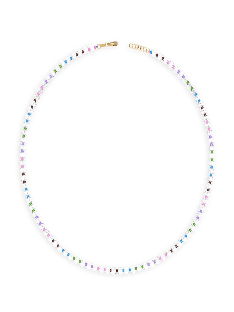 Womens B Color Goldtone Silver, Rock Crystal, & Glass Long Beaded Necklace Product Image