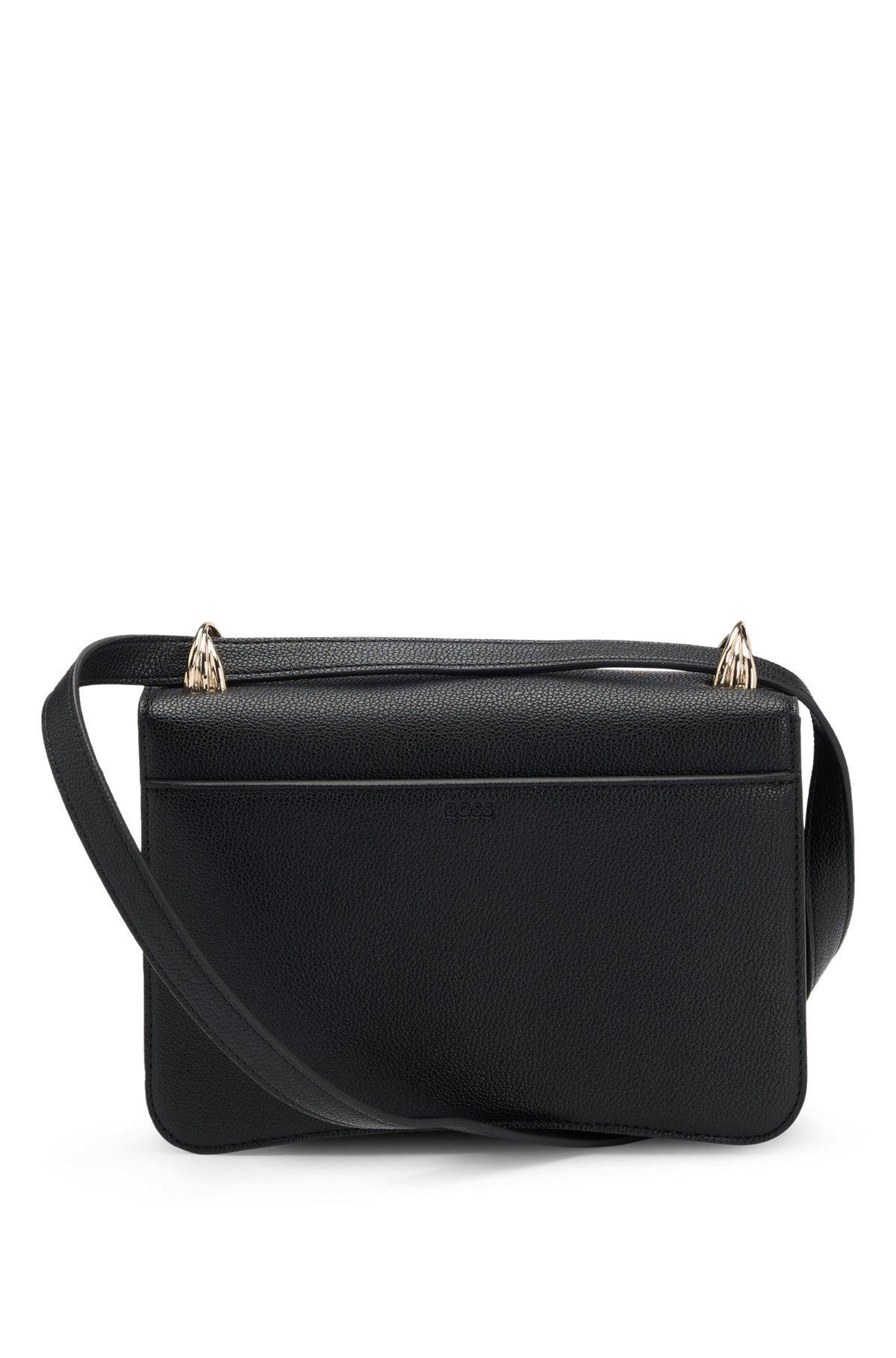 BOSS - Leather crossbody bag with Double B monogram - Black Product Image