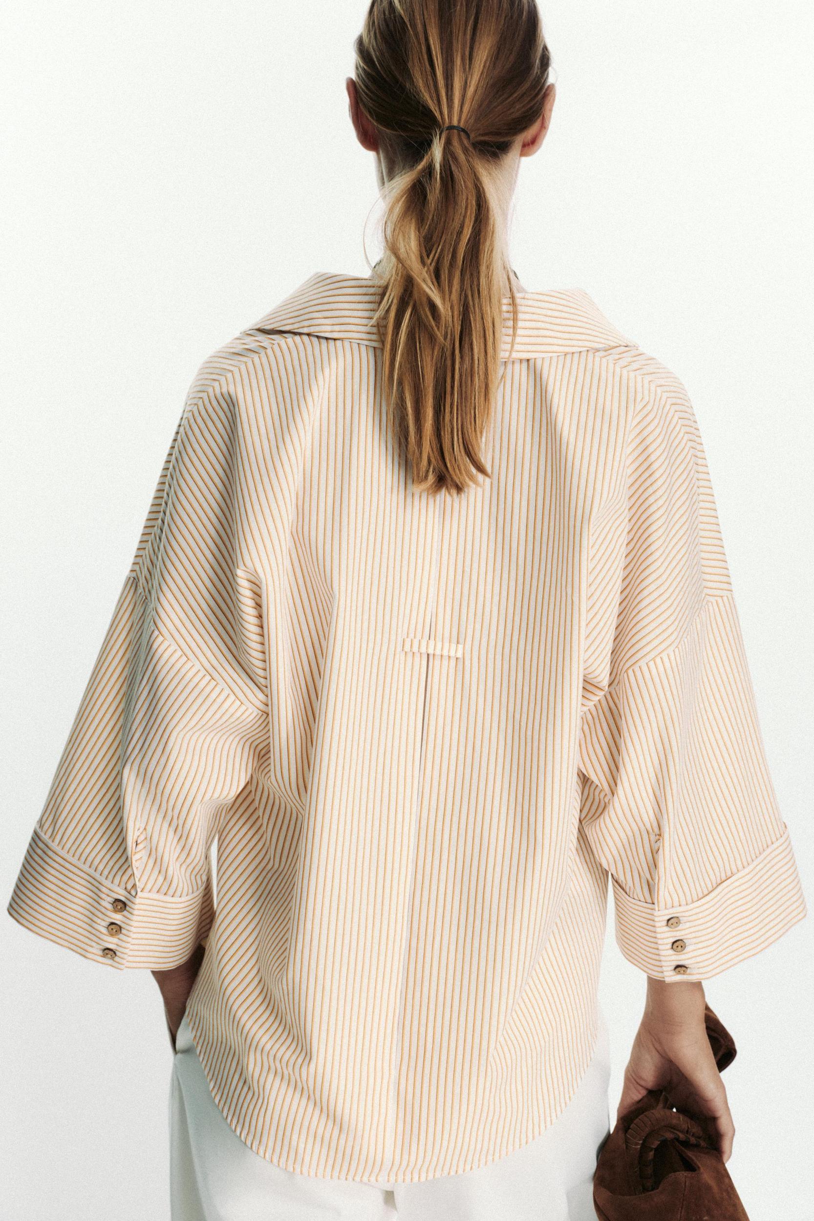 STRIPED POPLIN SHIRT WITH WIDE SLEEVES Product Image