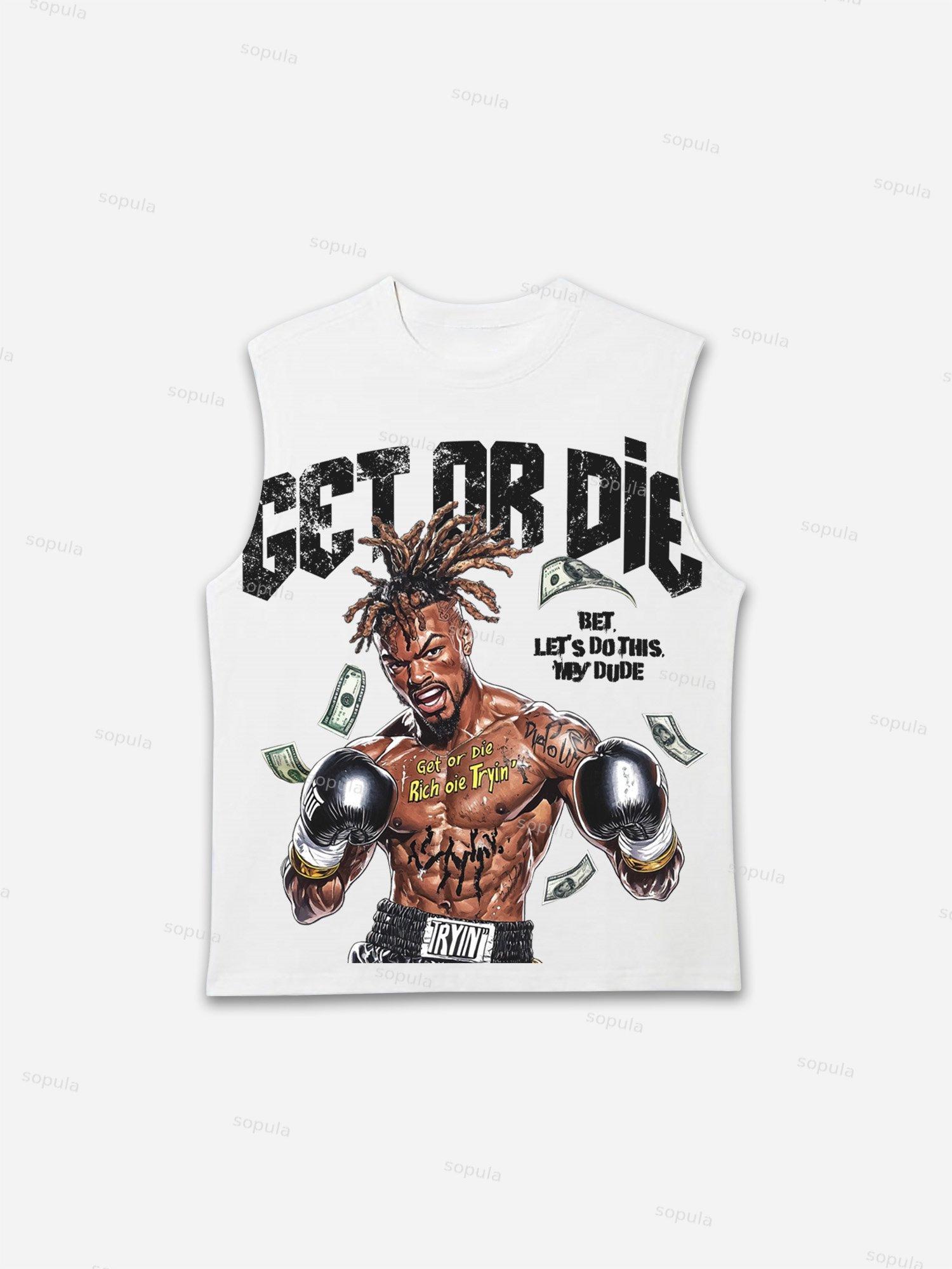 Get Or Die Vintage Boxer Graphic Tank Top Product Image