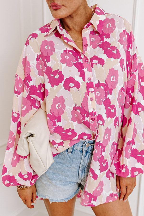 Sips and Smiles Floral Button Up in Blush Product Image