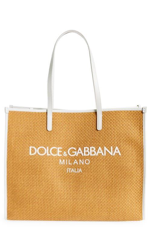 DOLCE & GABBANA Large Shopping Woven Tote Bag In Brown Product Image