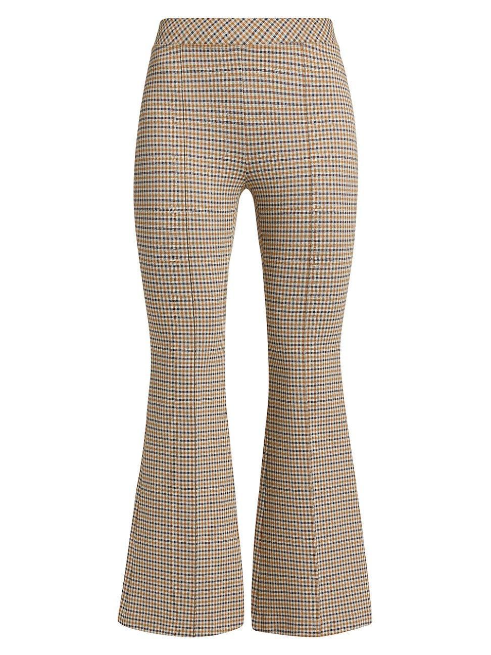 Womens Check Pull-On Cropped Flare Pants Product Image