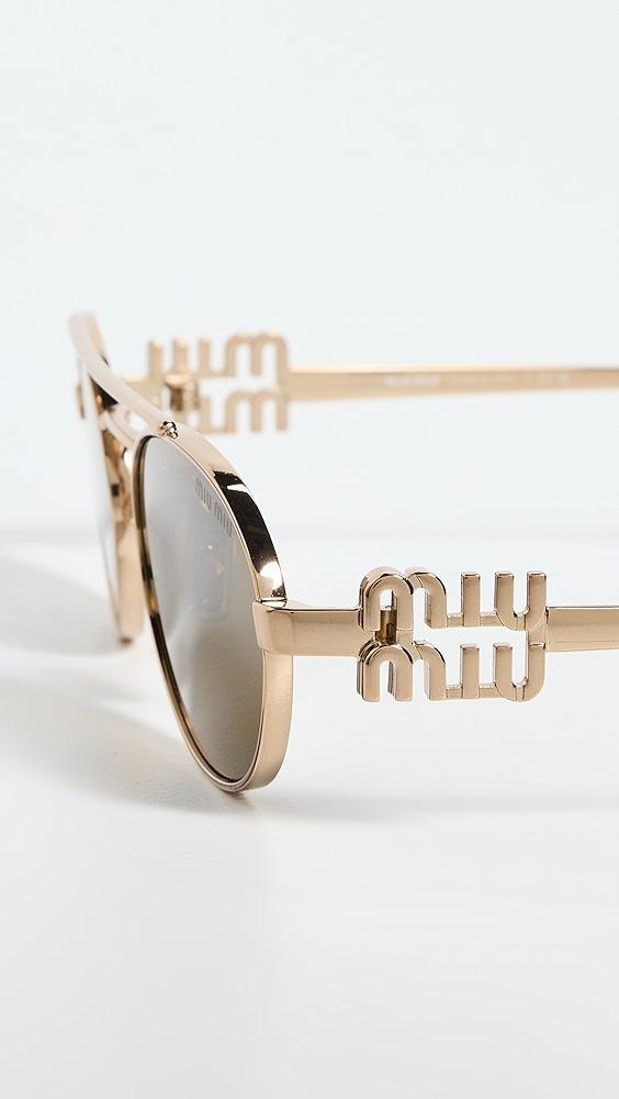 Miu Miu Logo Oval Sunglasses | Shopbop Product Image