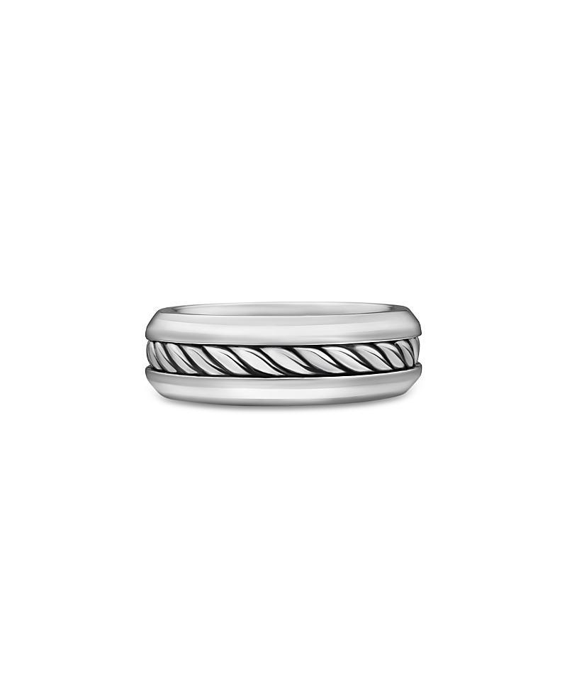 8mm Mens Cable Ring in Silver Product Image