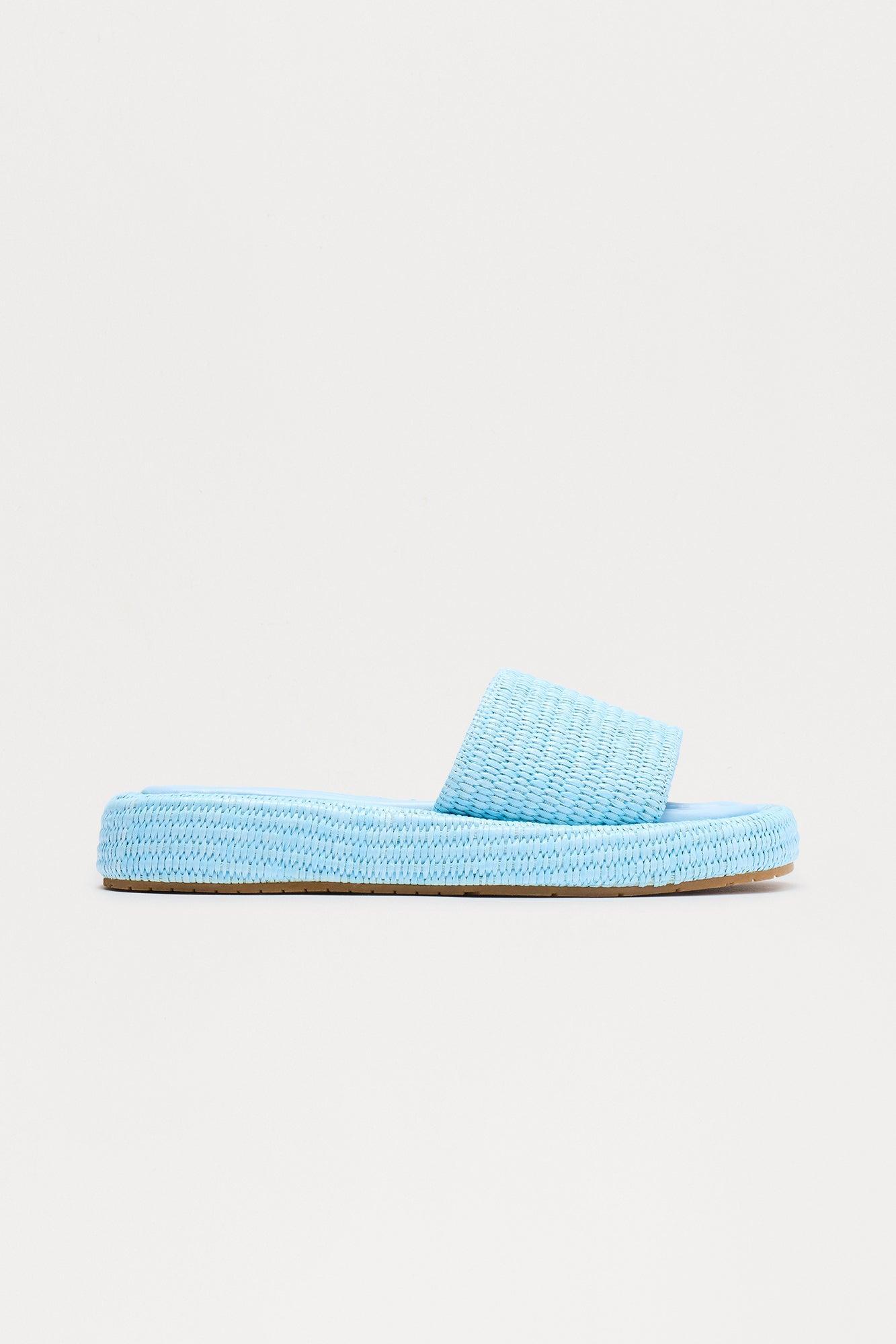 Golden Coast Raffia Sandals - Blue Female Product Image