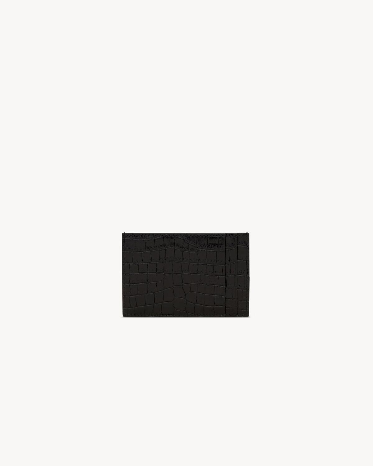 UPTOWN FLAP card case in crocodile-embossed shiny leather | Saint Laurent | YSL.com Product Image