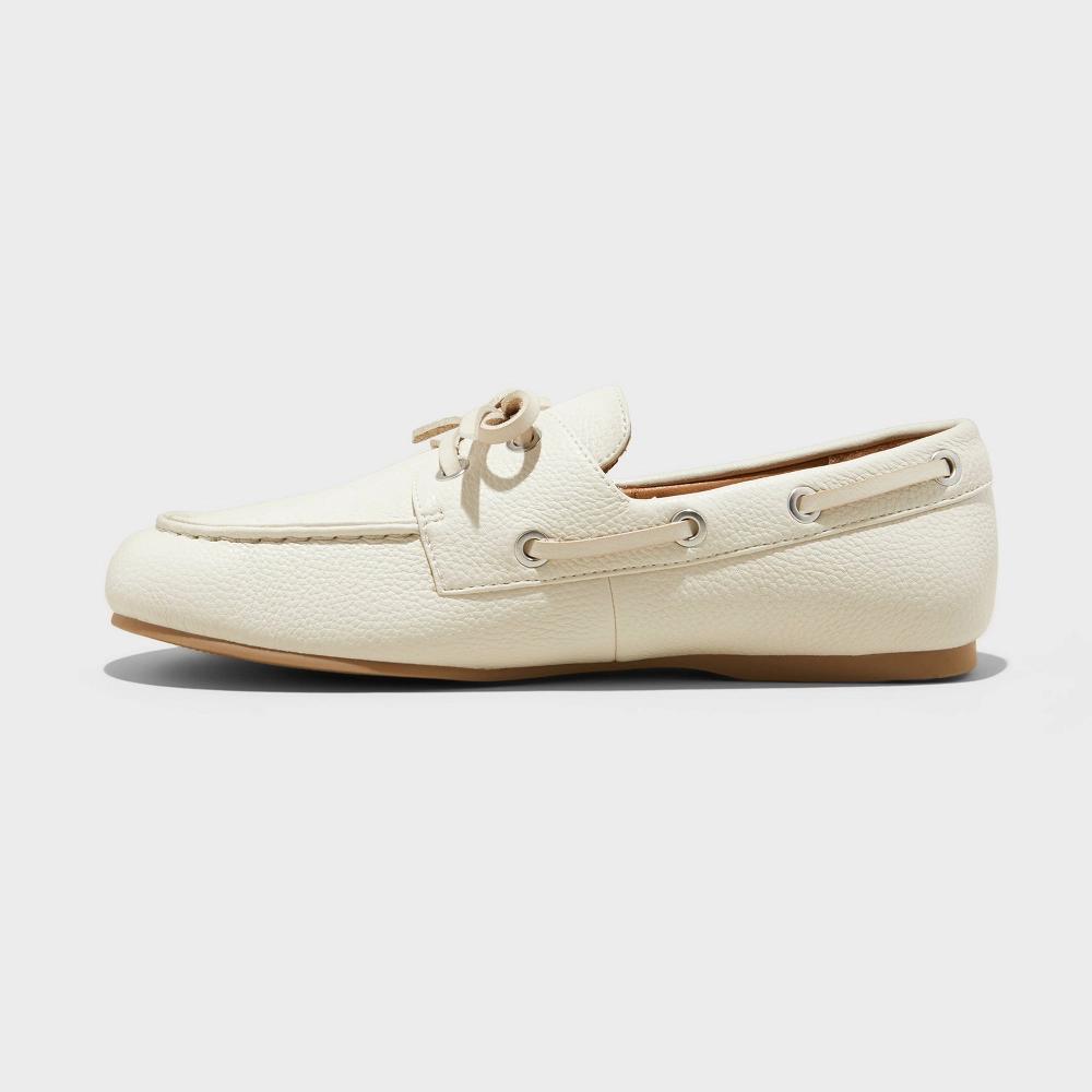 Womens Midge Boat Shoe Flats with Memory Foam Insole - Universal Thread Off-White 9.5 Product Image