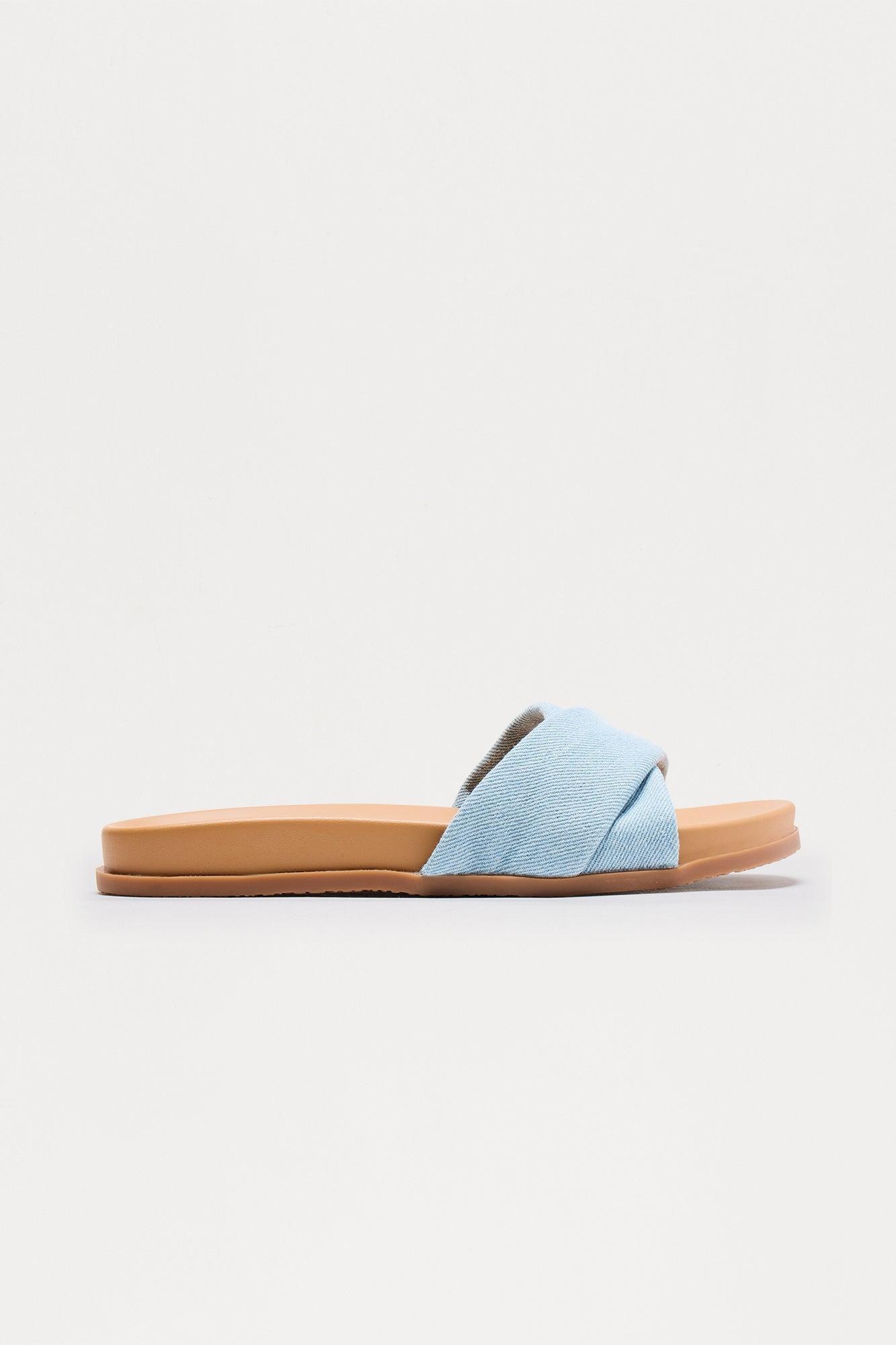 Taura Faux Leather Slip On Sandals - Blue Product Image