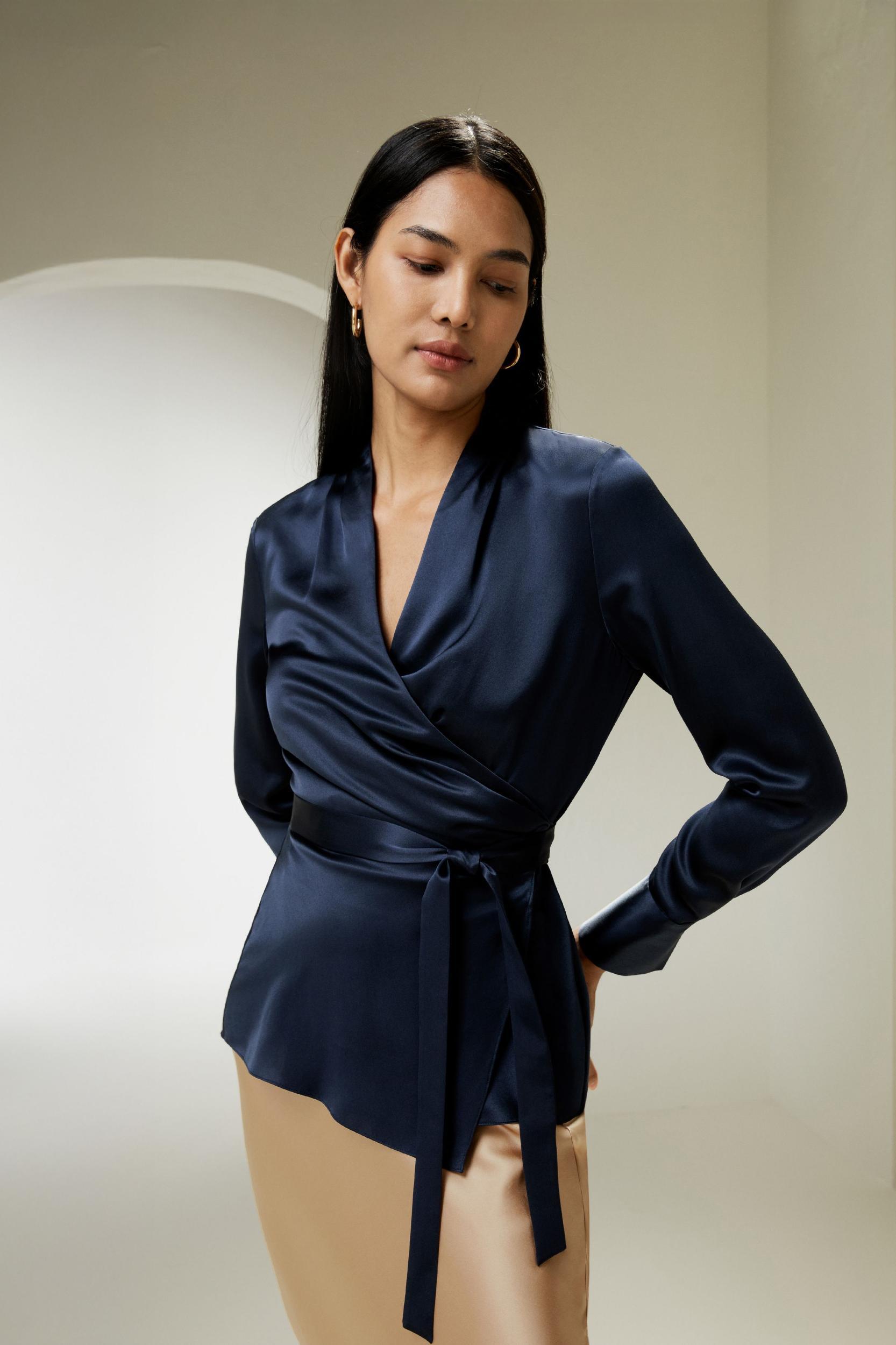 Silk Wrap Blouse Product Image