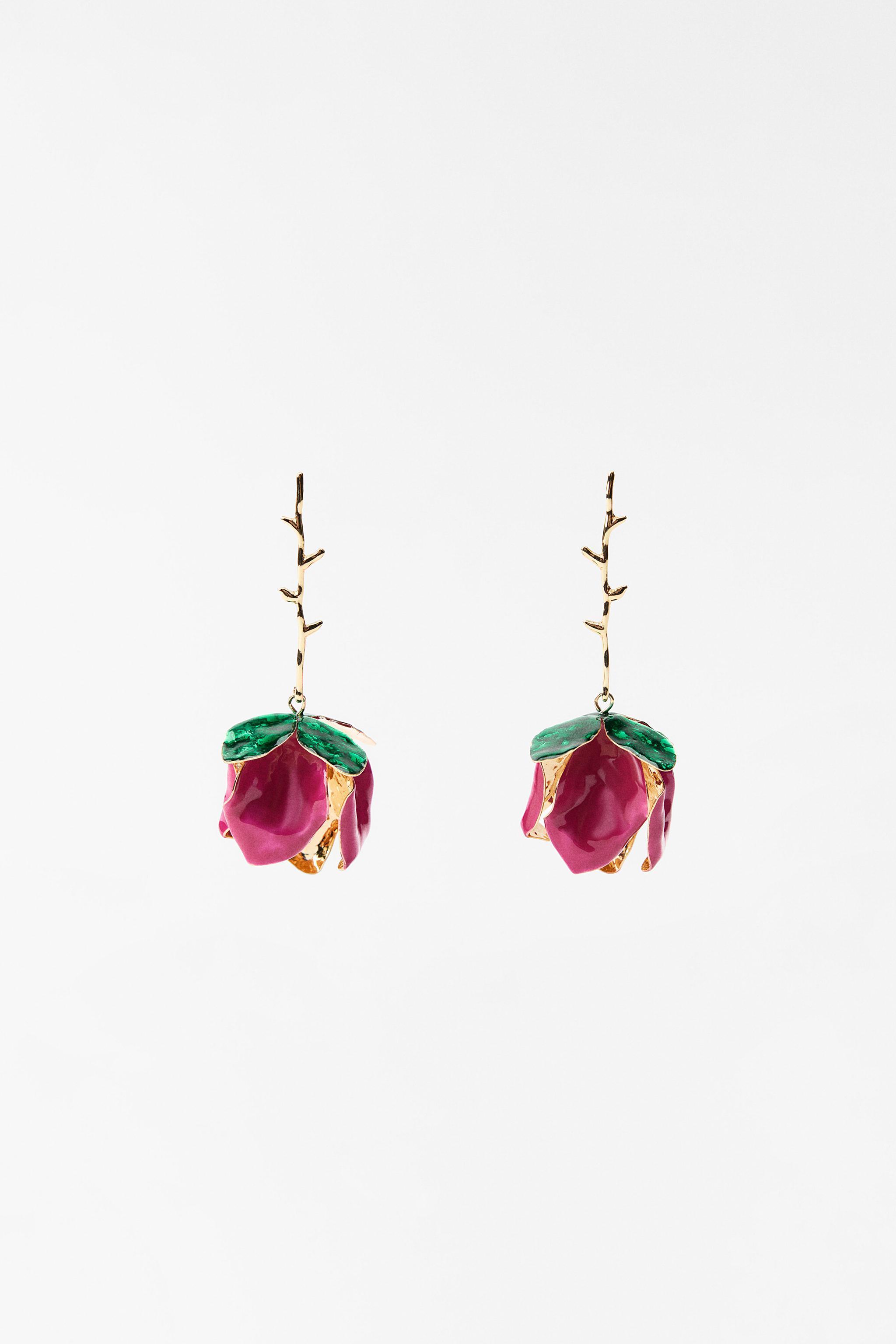 ENAMELED FLOWER EARRINGS Product Image