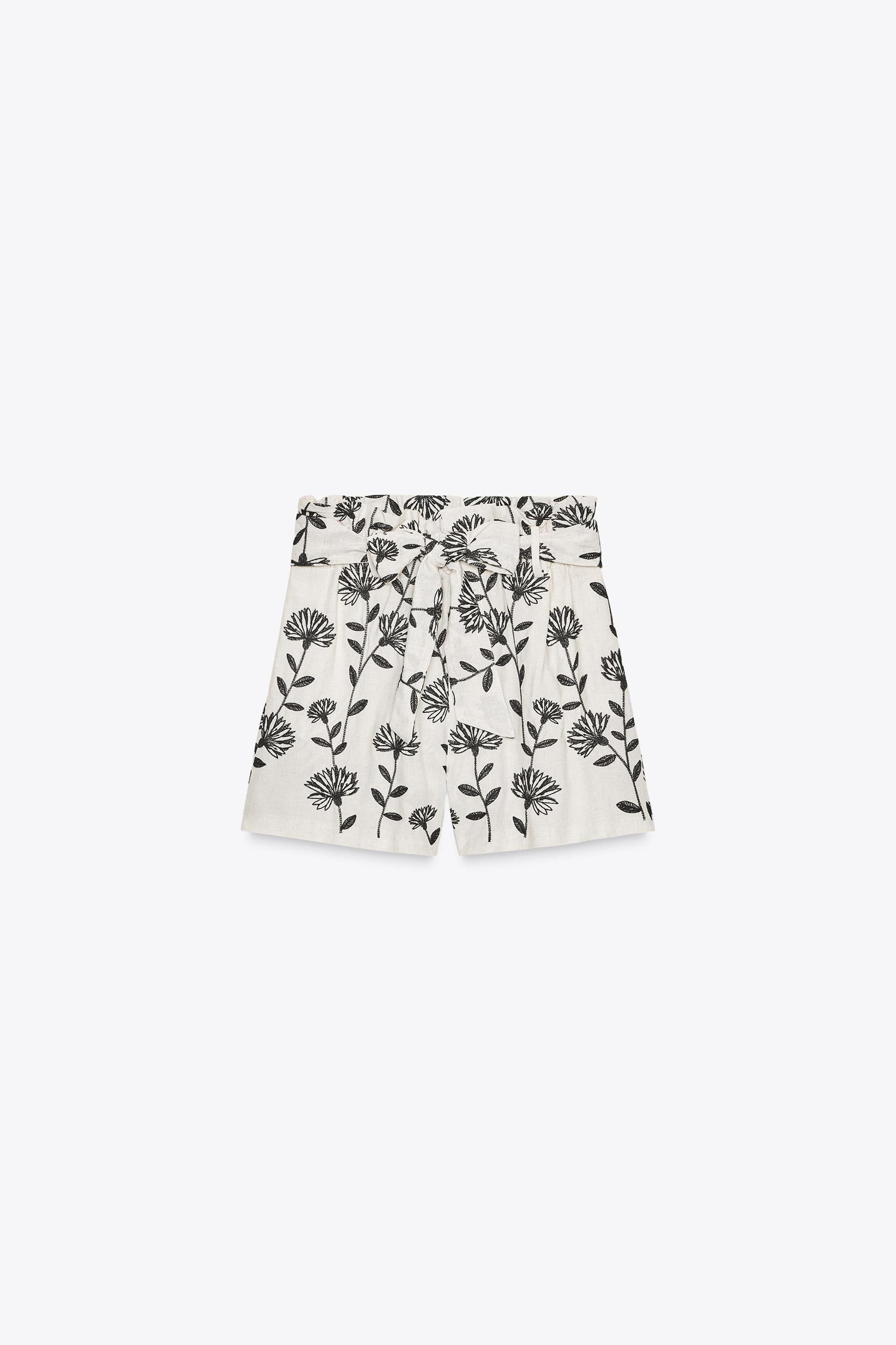 EMBROIDERED PAPER BAG BERMUDA SHORTS Product Image