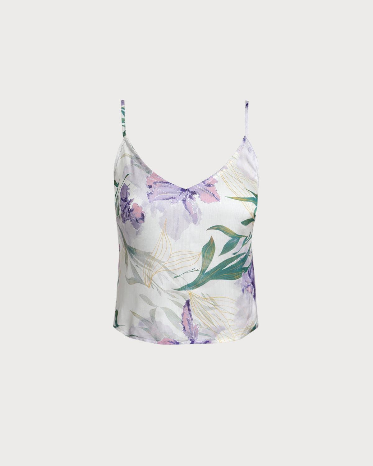 Green Floral Backless Camisole Product Image