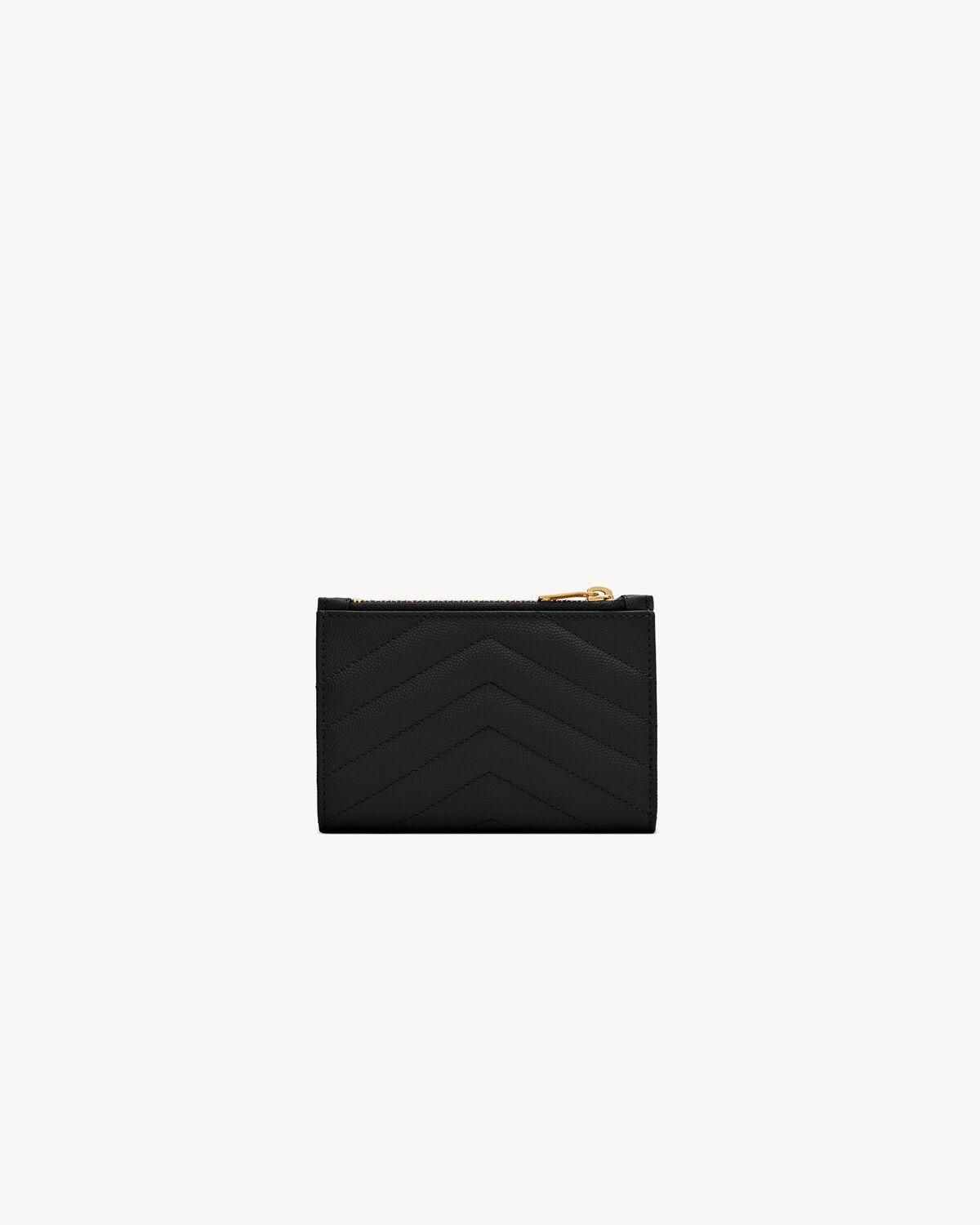 CASSANDRE MATELASSÉ Fragments bi-fold wallet in grain de poudre leather | Saint Laurent | YSL.com Product Image