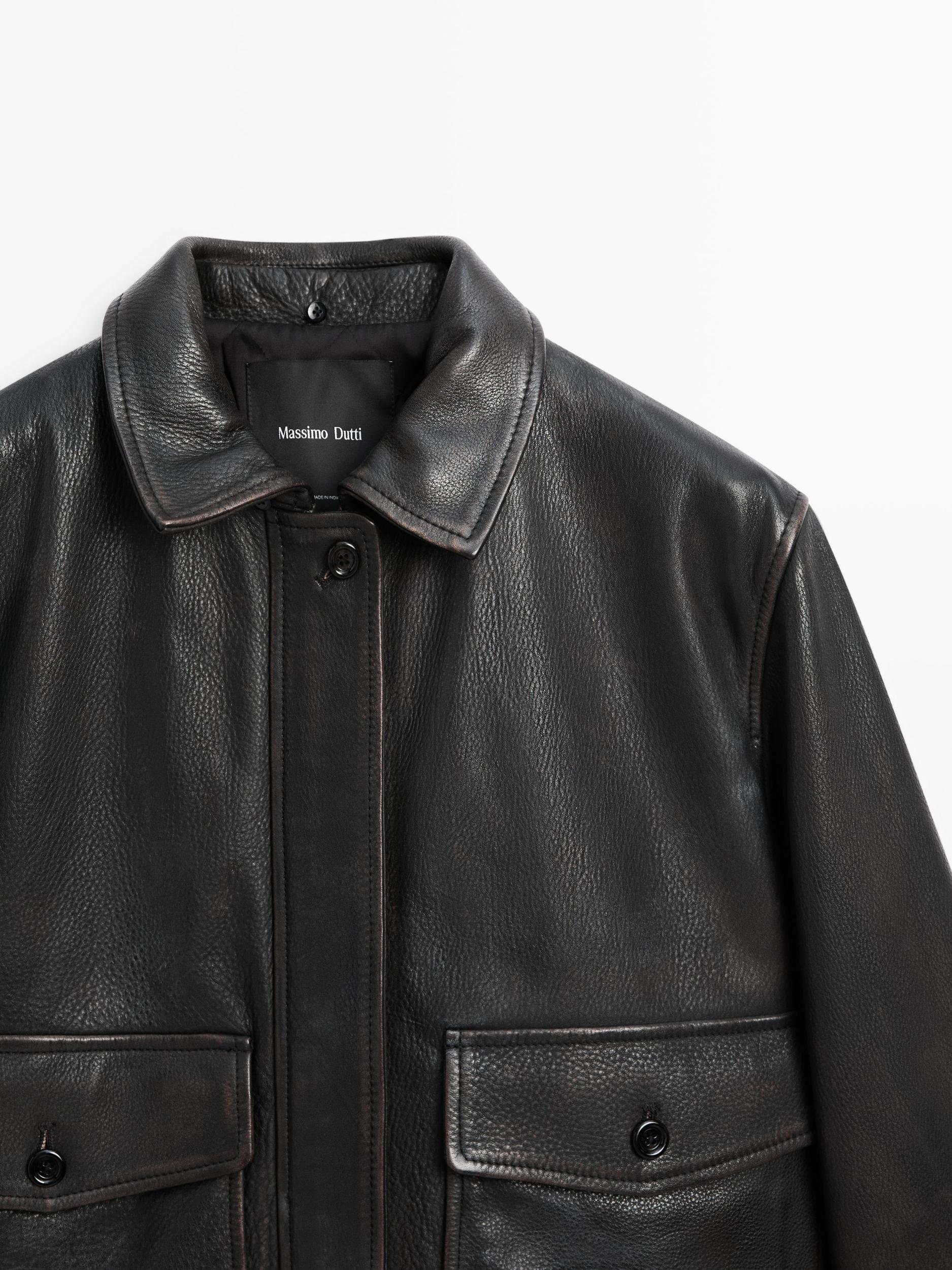 Nappa leather jacket with lambskin collar Product Image